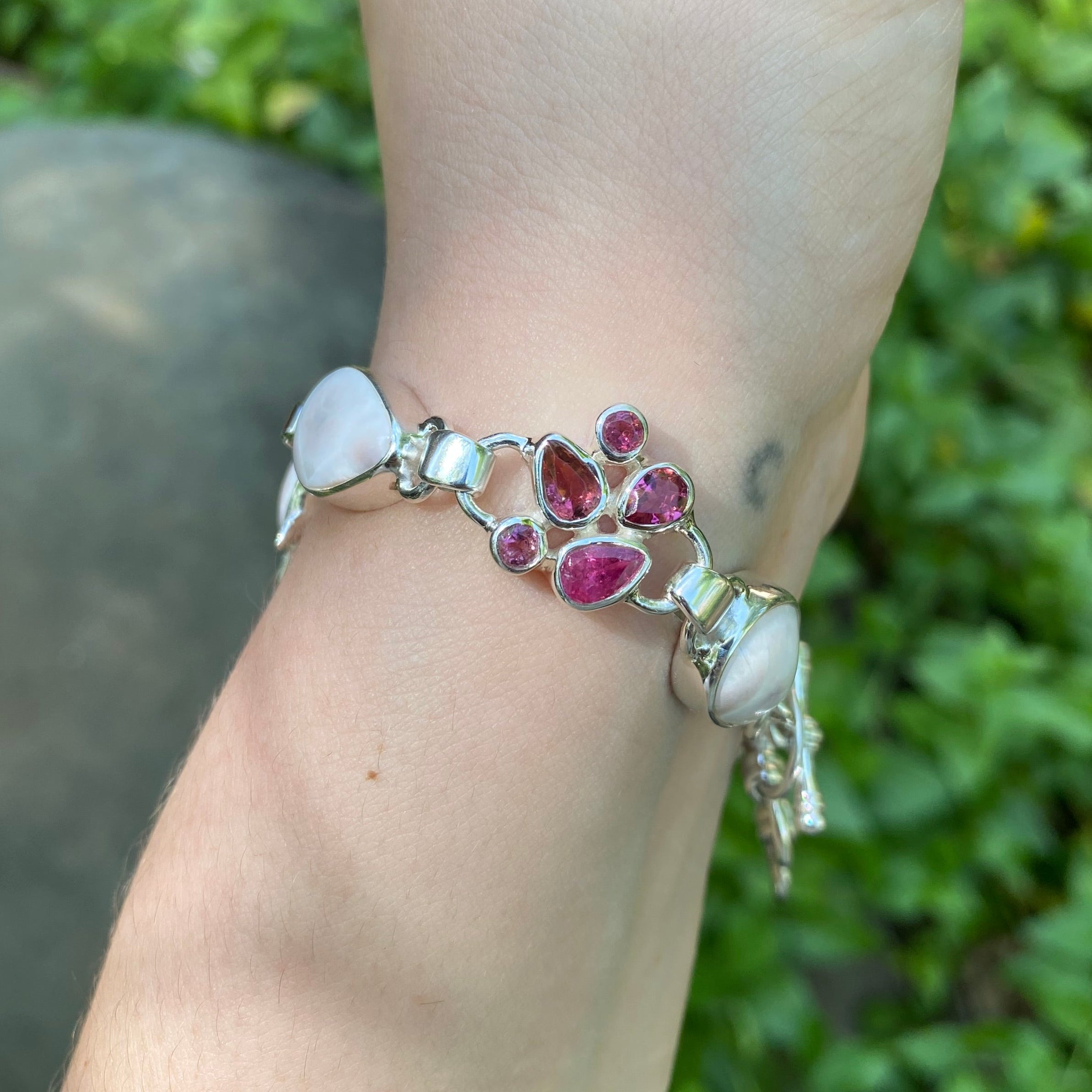 Starborn Pink Natrolite Sea Turtle Bracelet in Sterling Silver