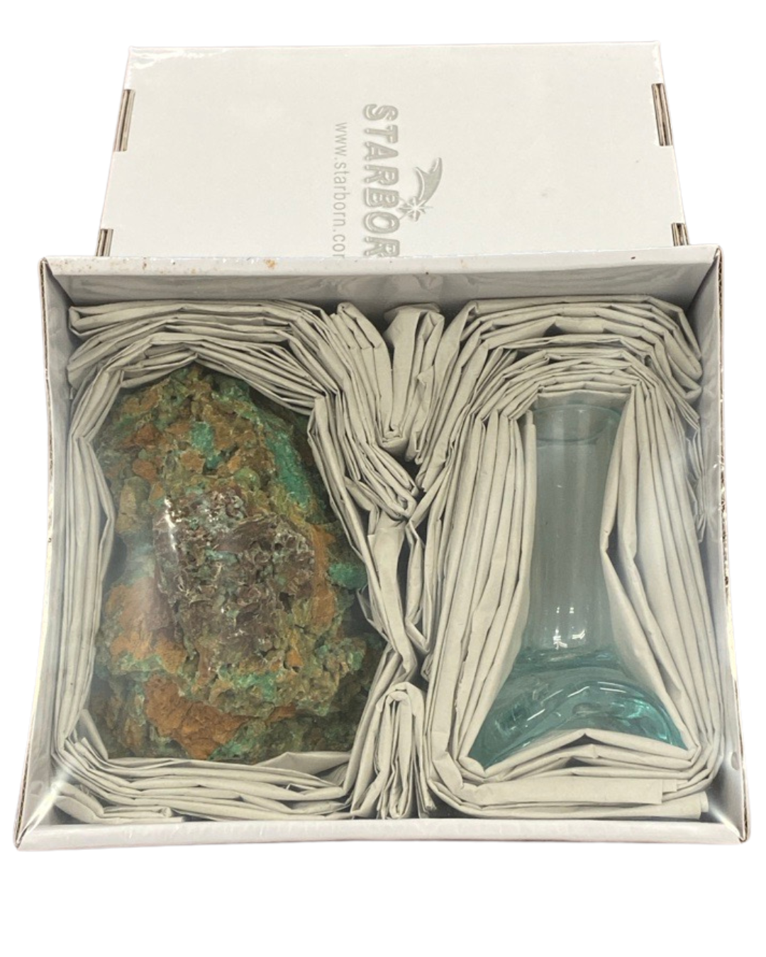 Starborn Handblown Molten Glass Vase on Smithsonite