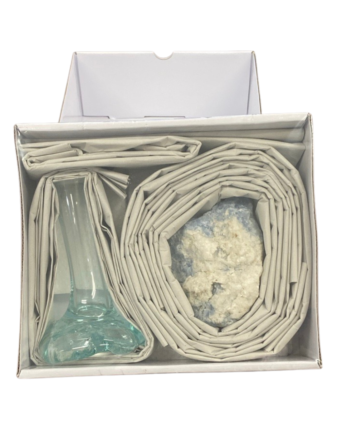 Starborn Handblown Molten Glass Vase on Blue Calcite