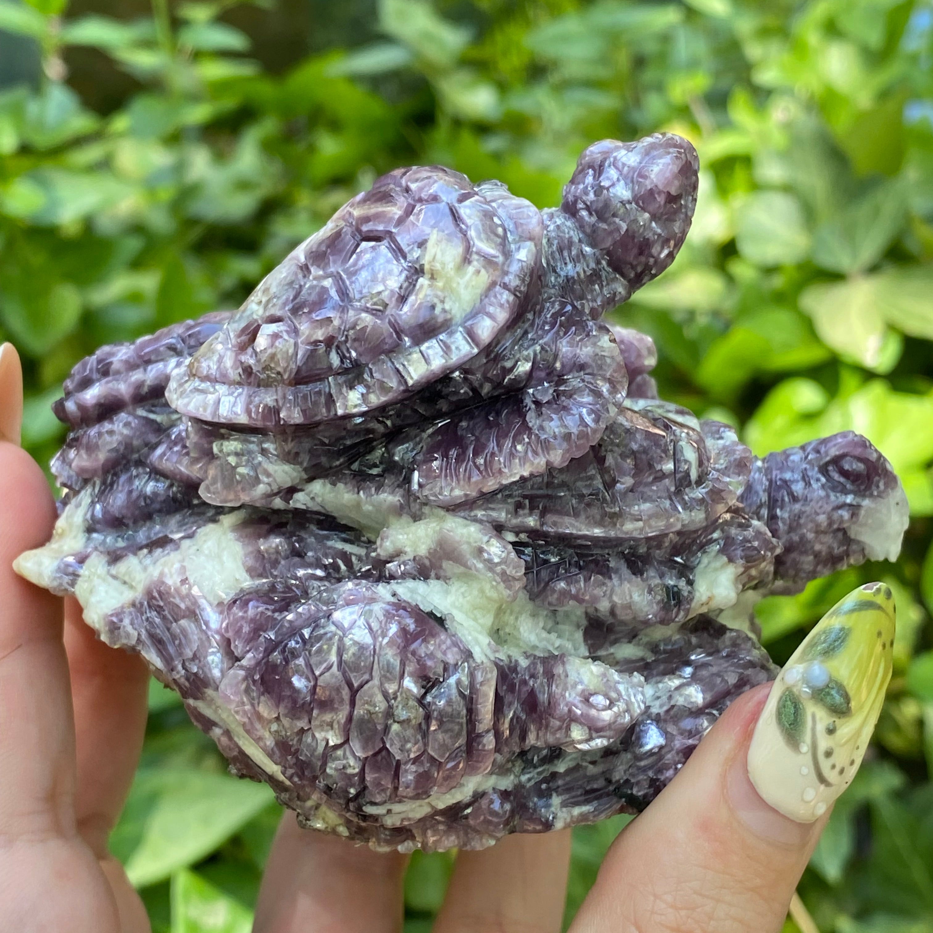 Starborn Hand Carved Lepidolite Turtle Family