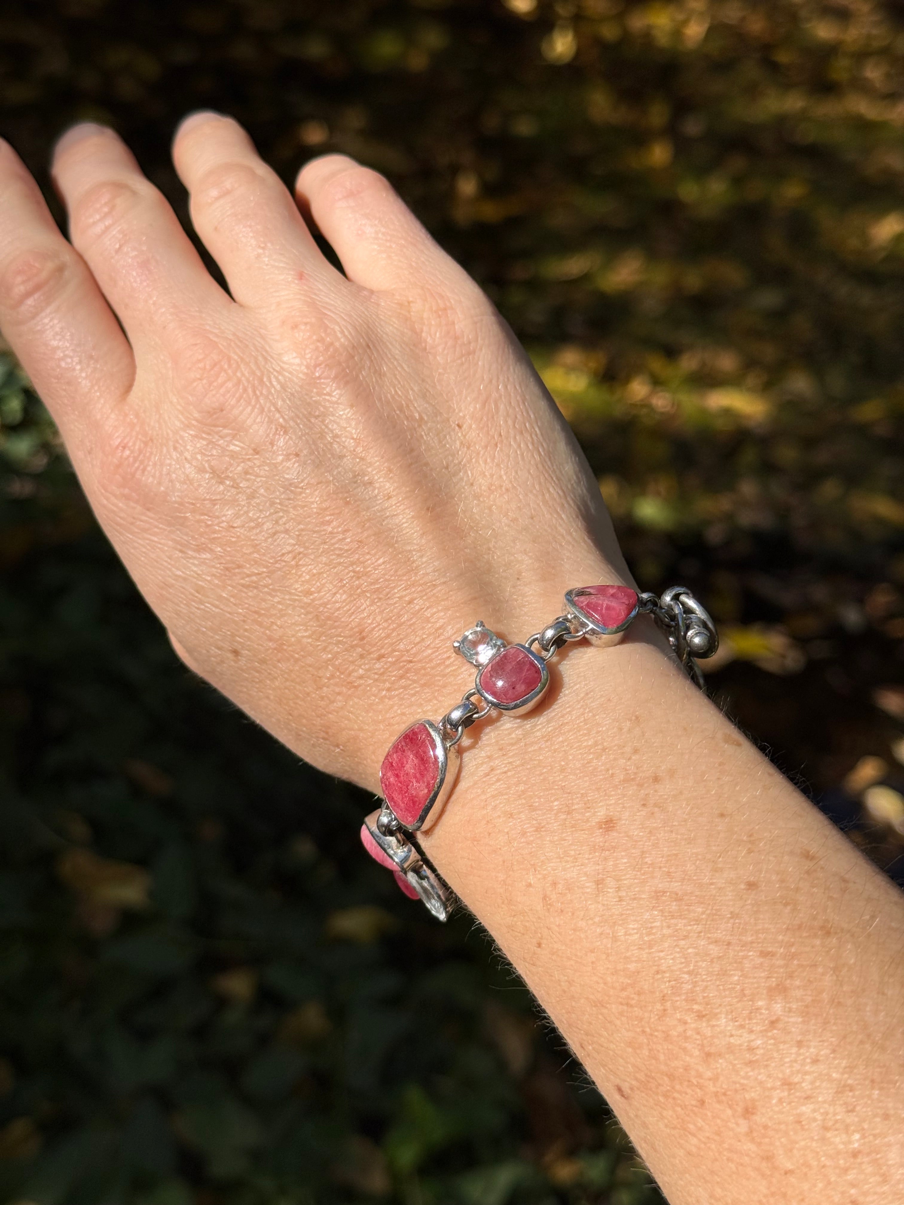 Starborn Rhodonite Bracelet in Sterling Silver