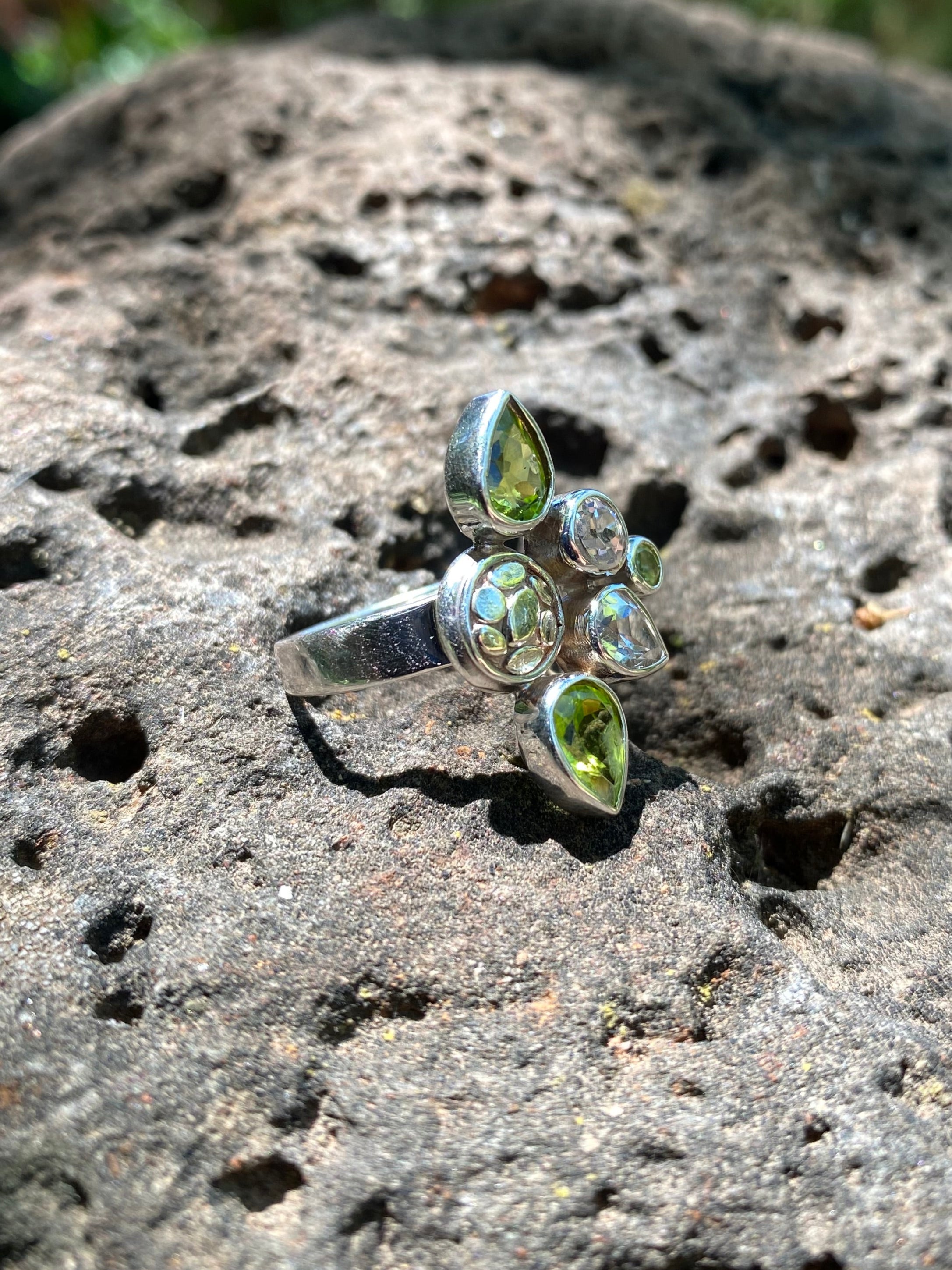 Starborn Peridot Ring in Sterling Silver - Size 8
