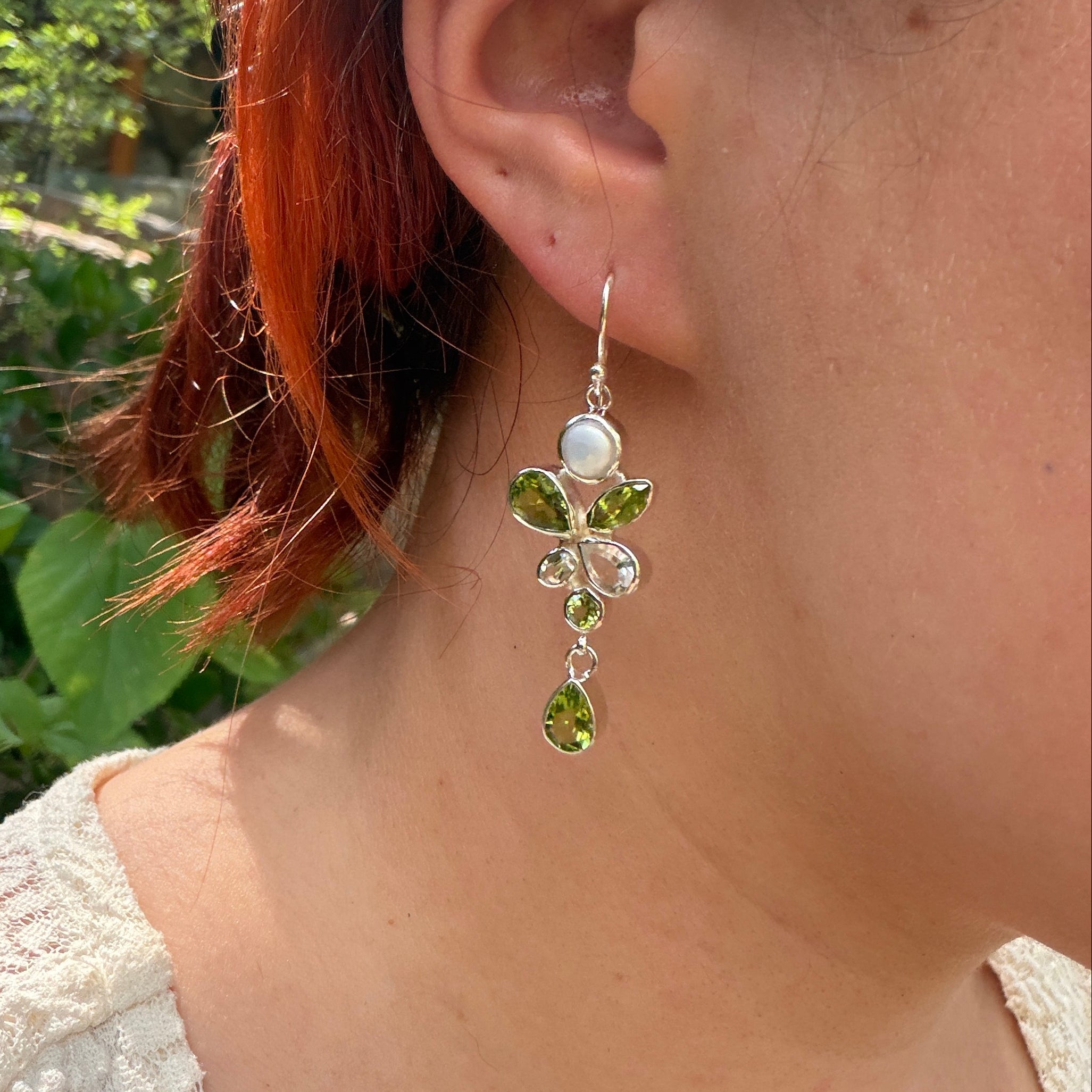 Starborn Peridot Dangle Earrings in Sterling Silver