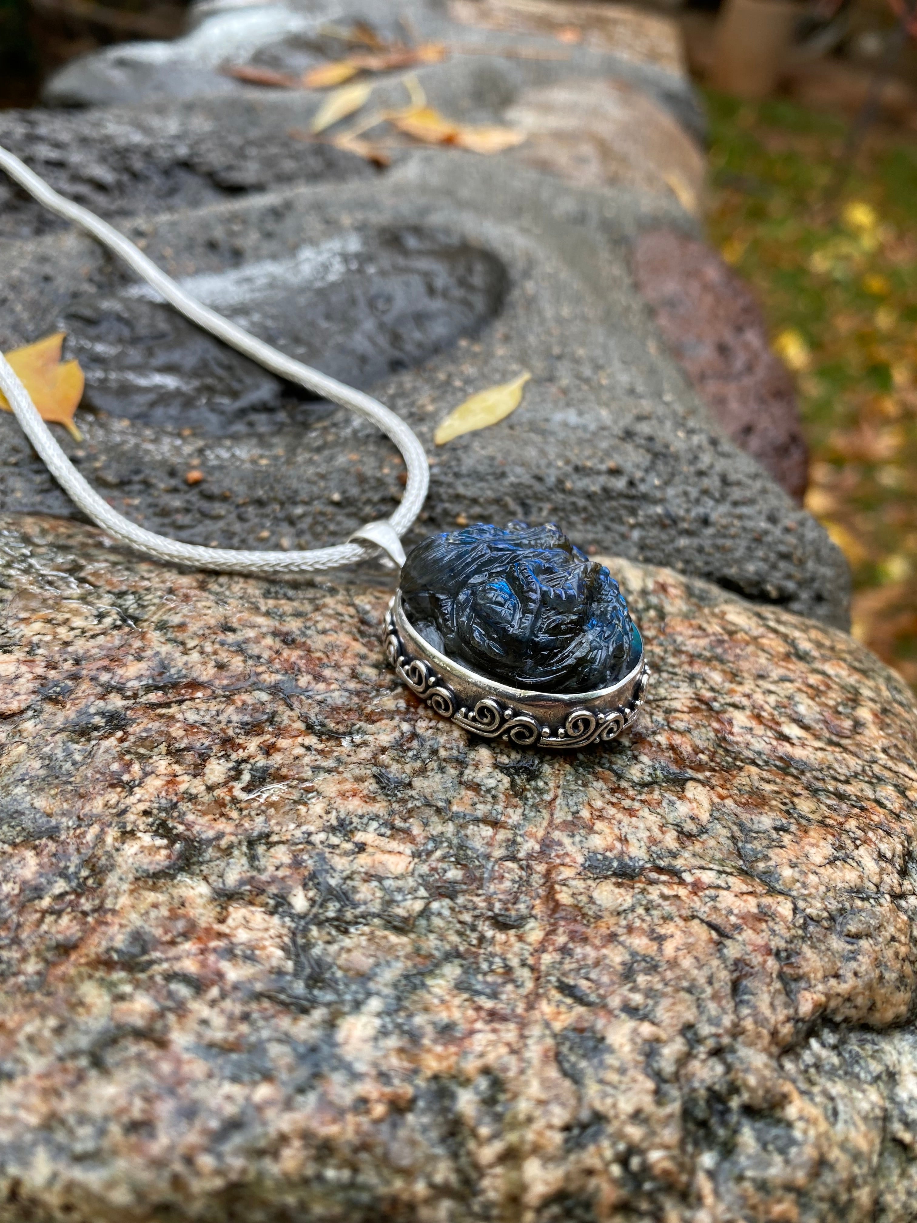Starborn Labradorite Dragon Pendant in Sterling Silver