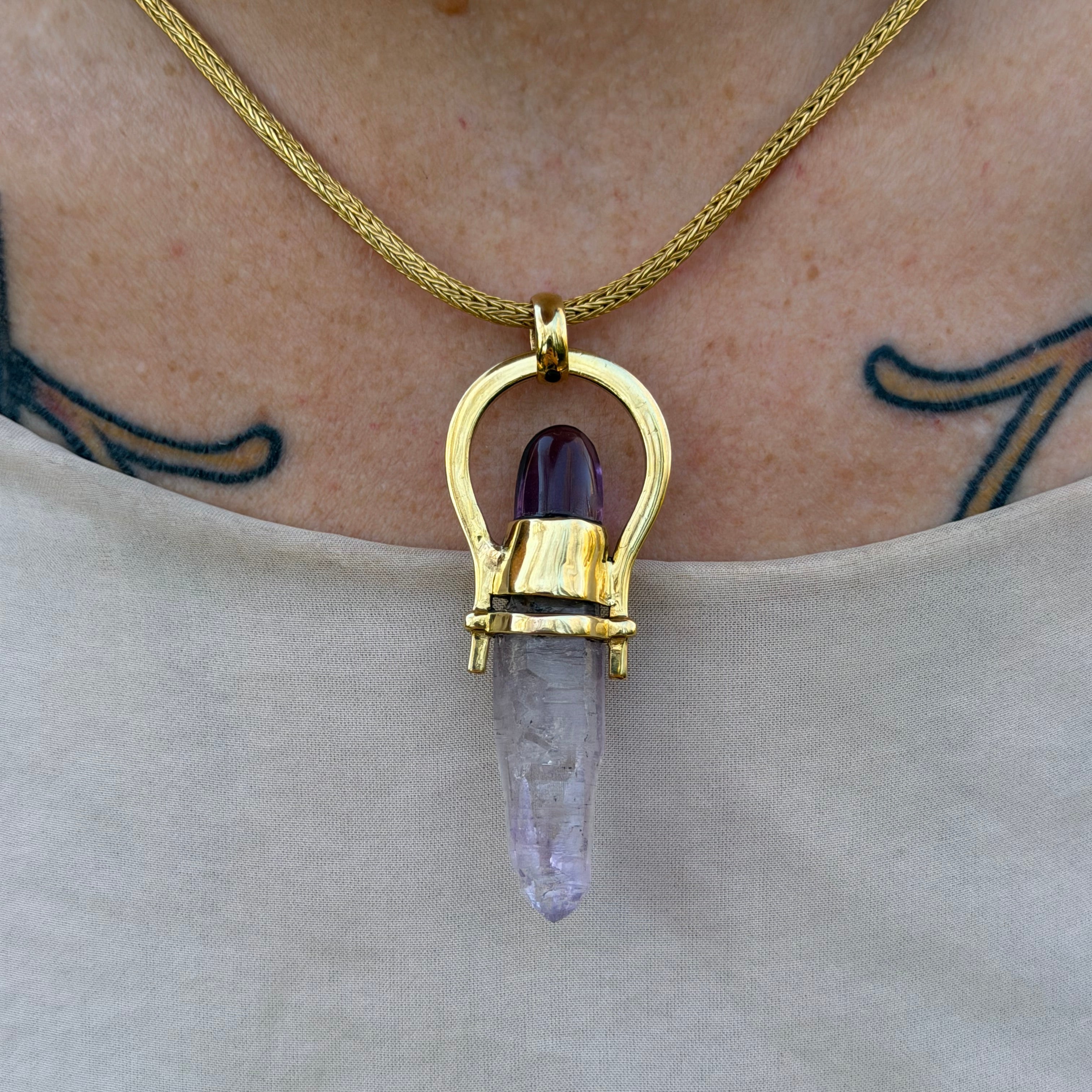 Starborn Vera Cruz Amethyst Horseshoe Pendant in Nordic Gold