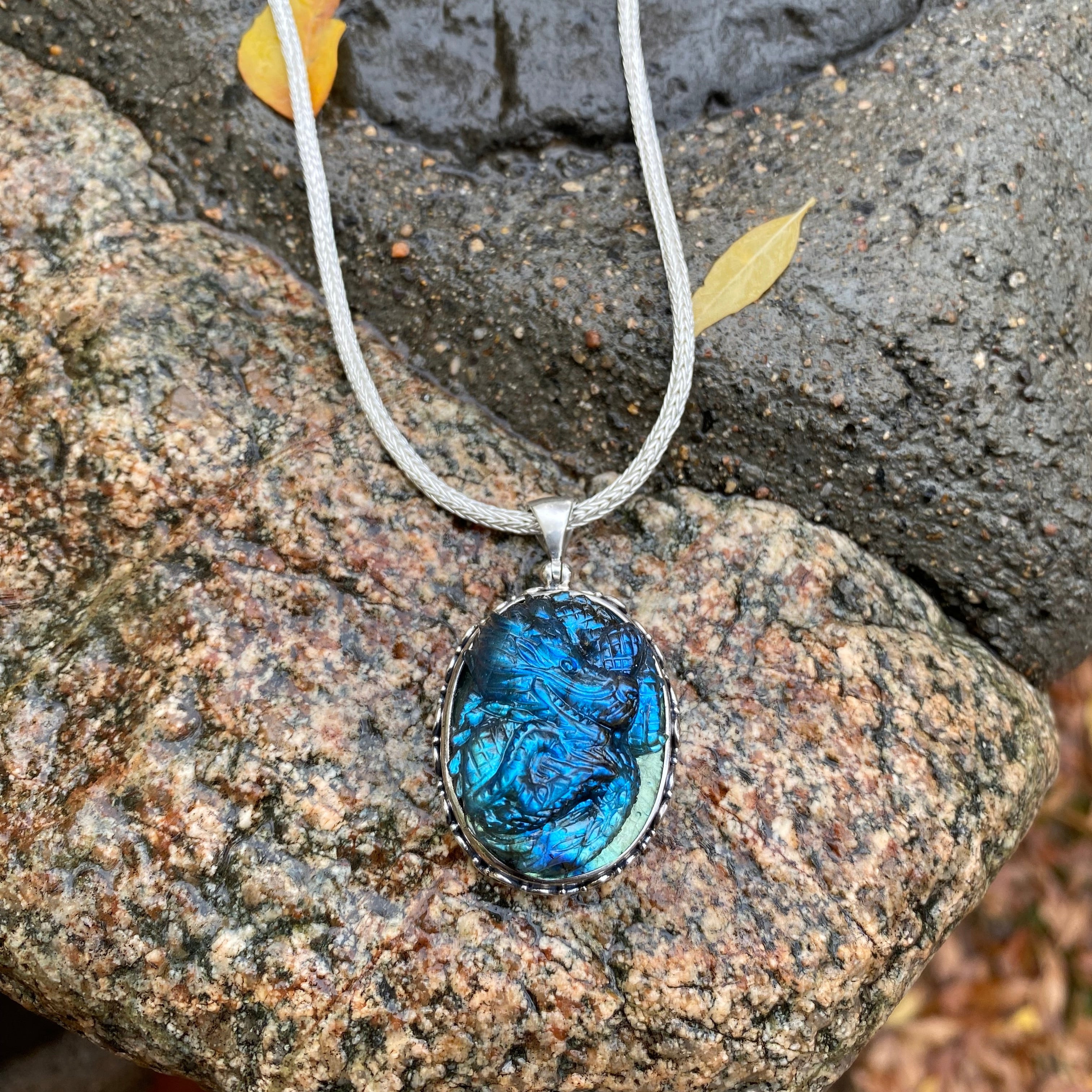 Starborn Labradorite Dragon Pendant in Sterling Silver