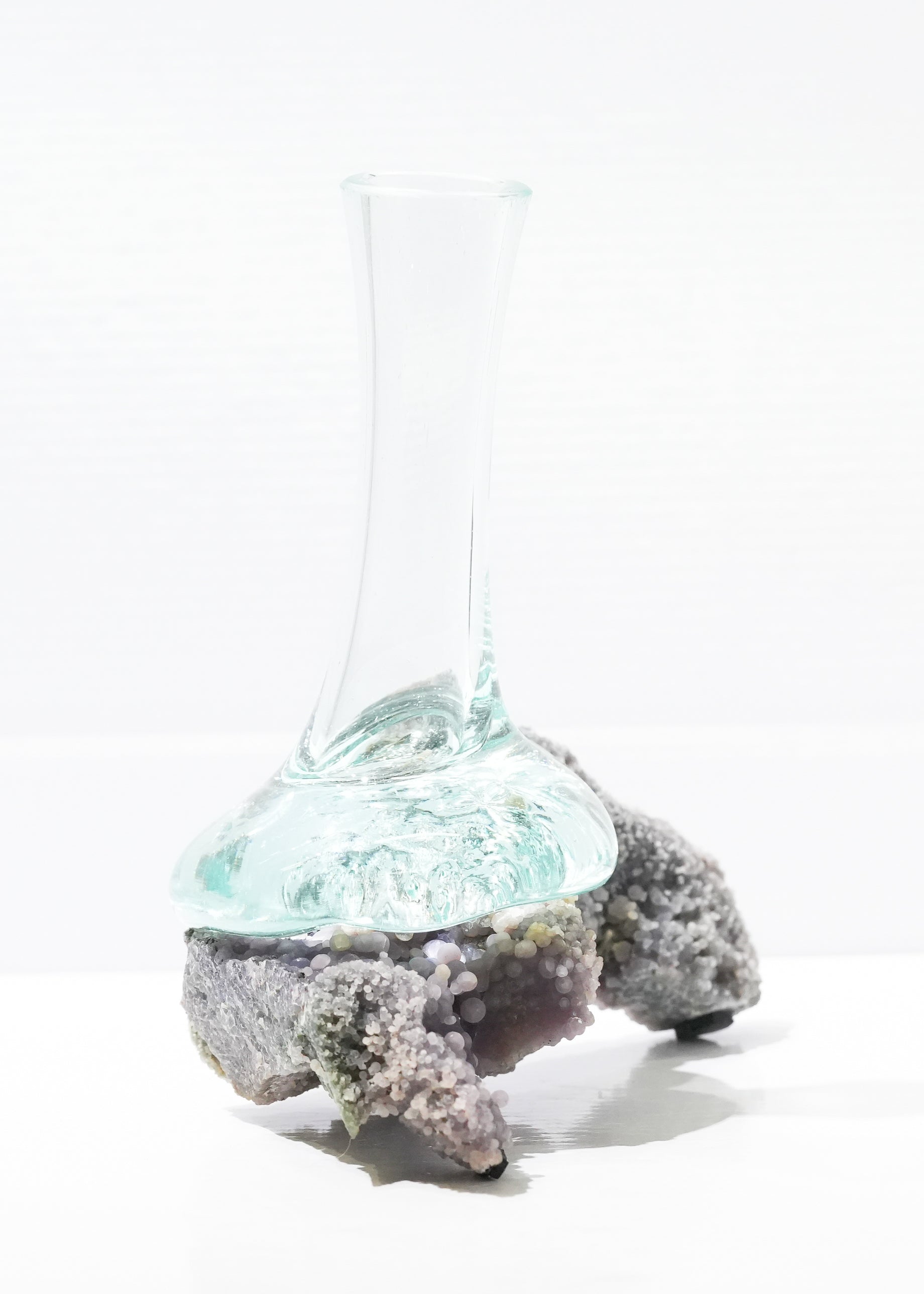 Starborn Handblown Molten Glass Vase on Grape Chalcedony