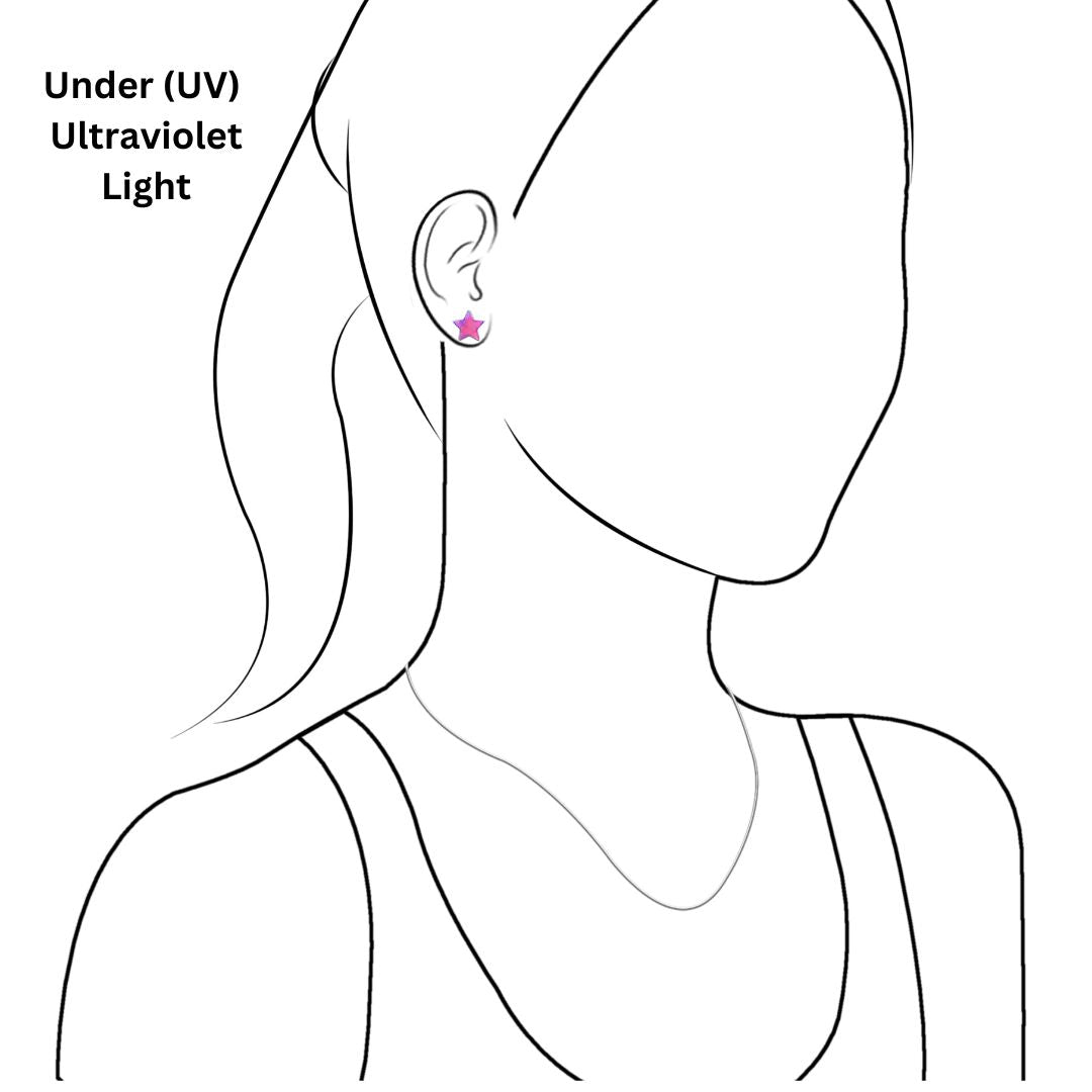 Starborn Fluorescent Hackmanite Star Post Earrings in Sterling Silver