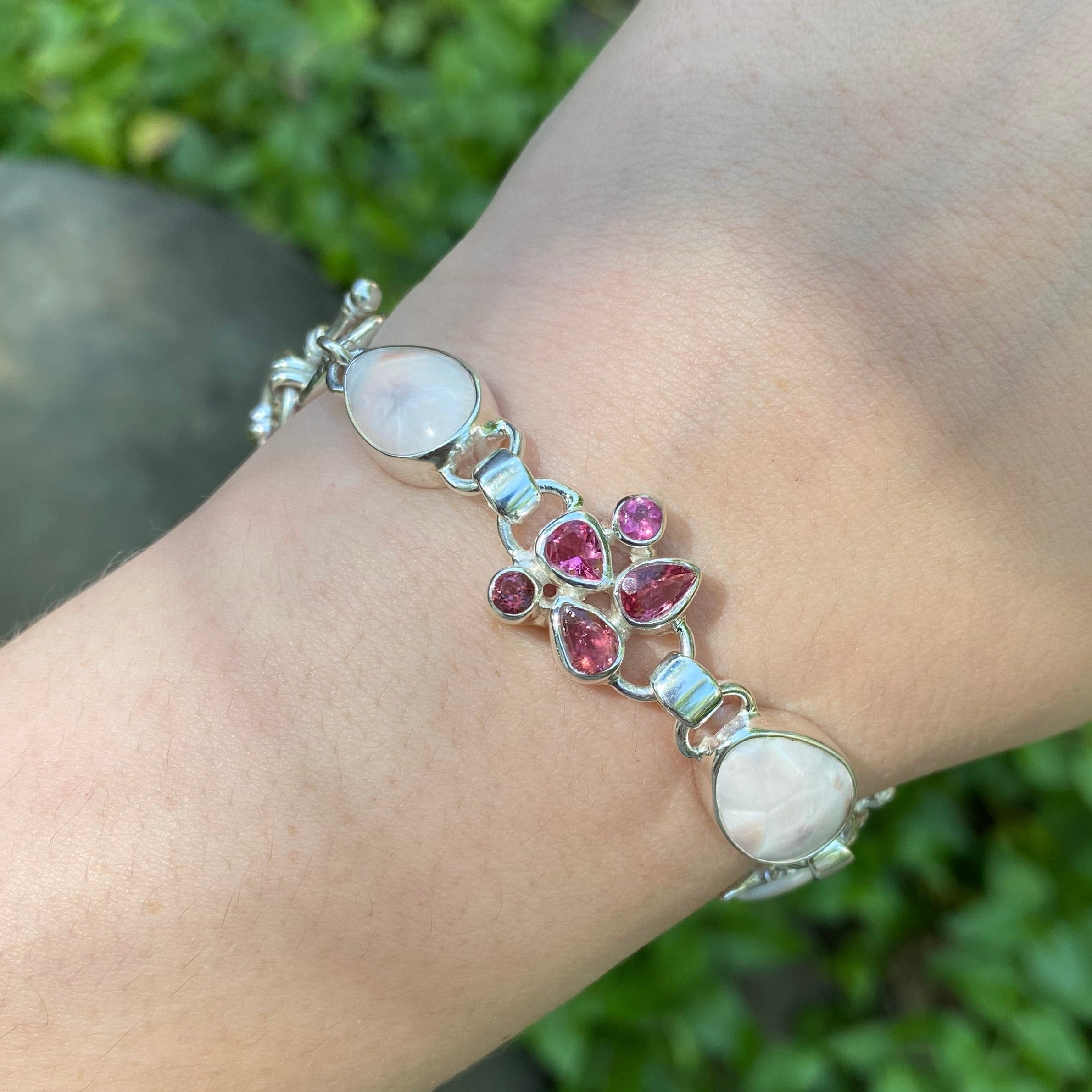 Starborn Pink Natrolite Sea Turtle Bracelet in Sterling Silver