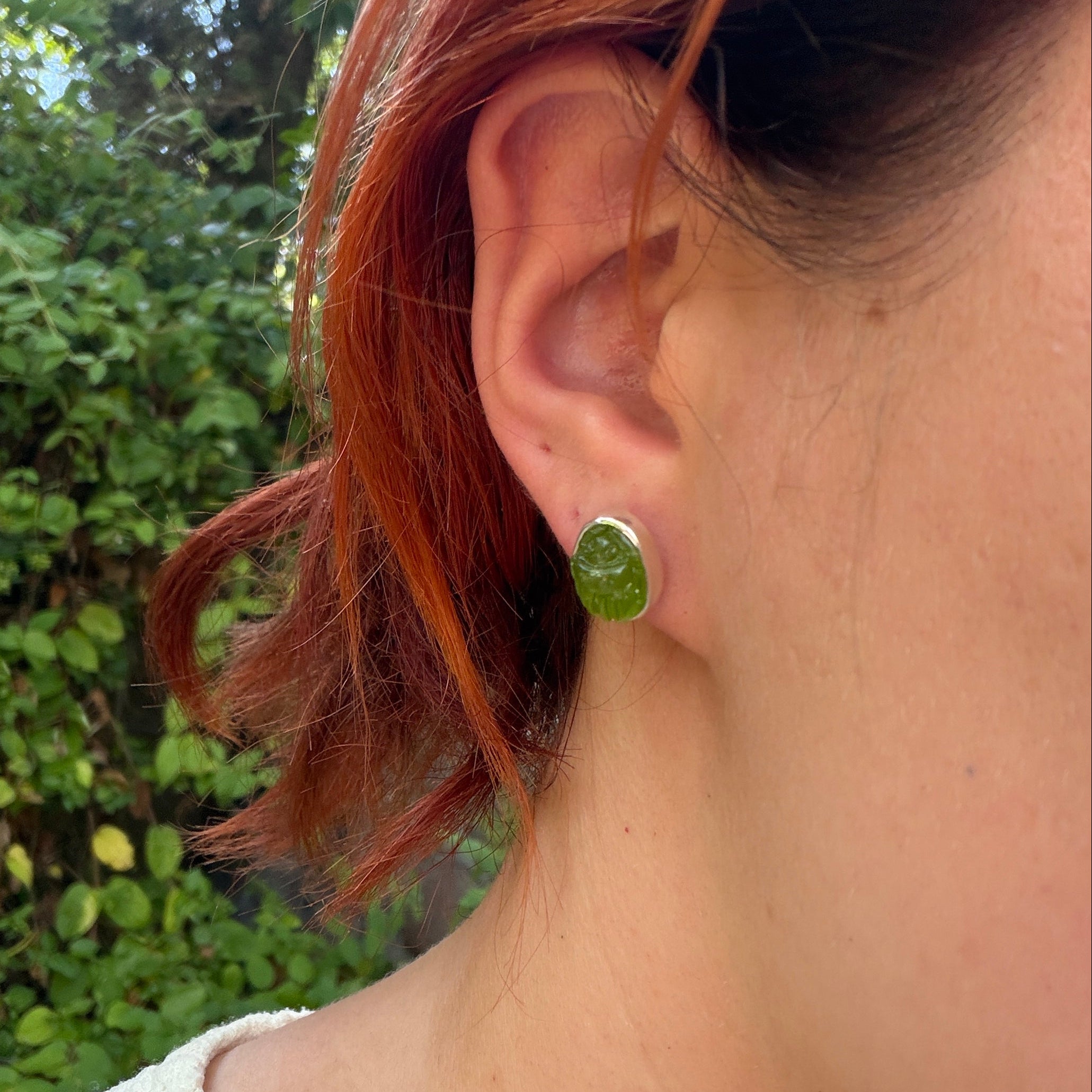 Starborn Peridot Scarab Post Earrings in Sterling Silver