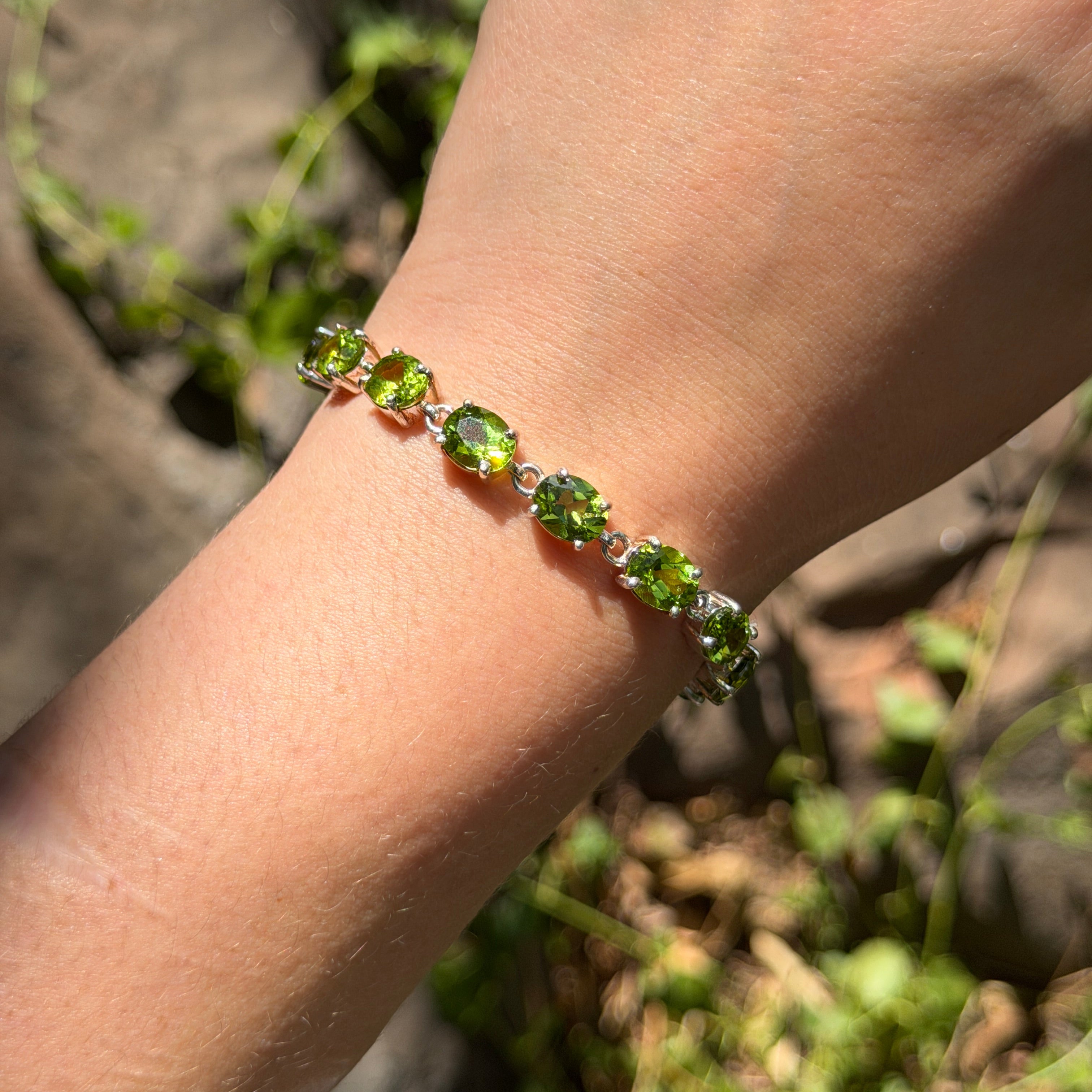 Starborn Faceted Peridot Bracelet in Sterling Silver