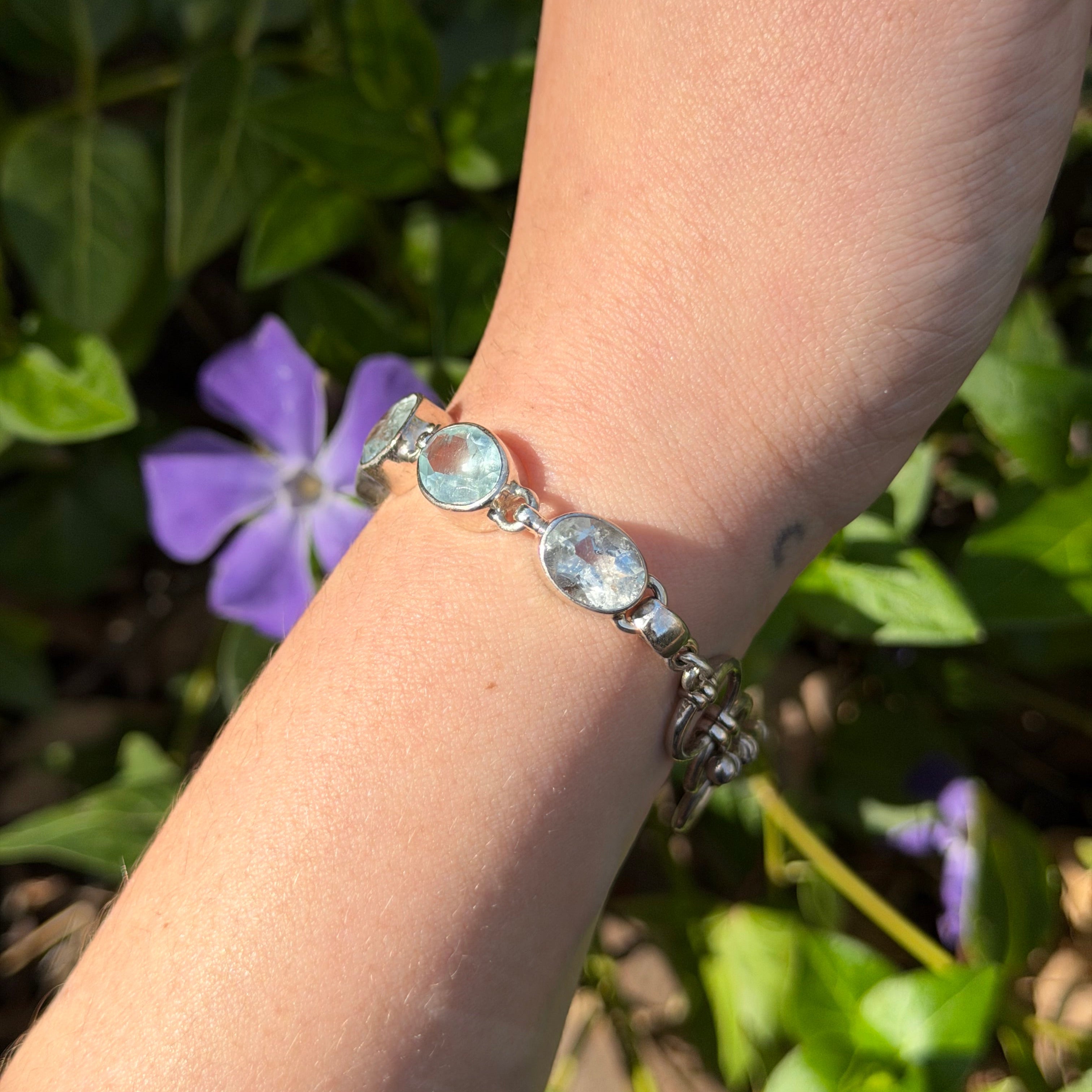 Starborn Faceted Aquamarine Bracelet in Sterling Silver