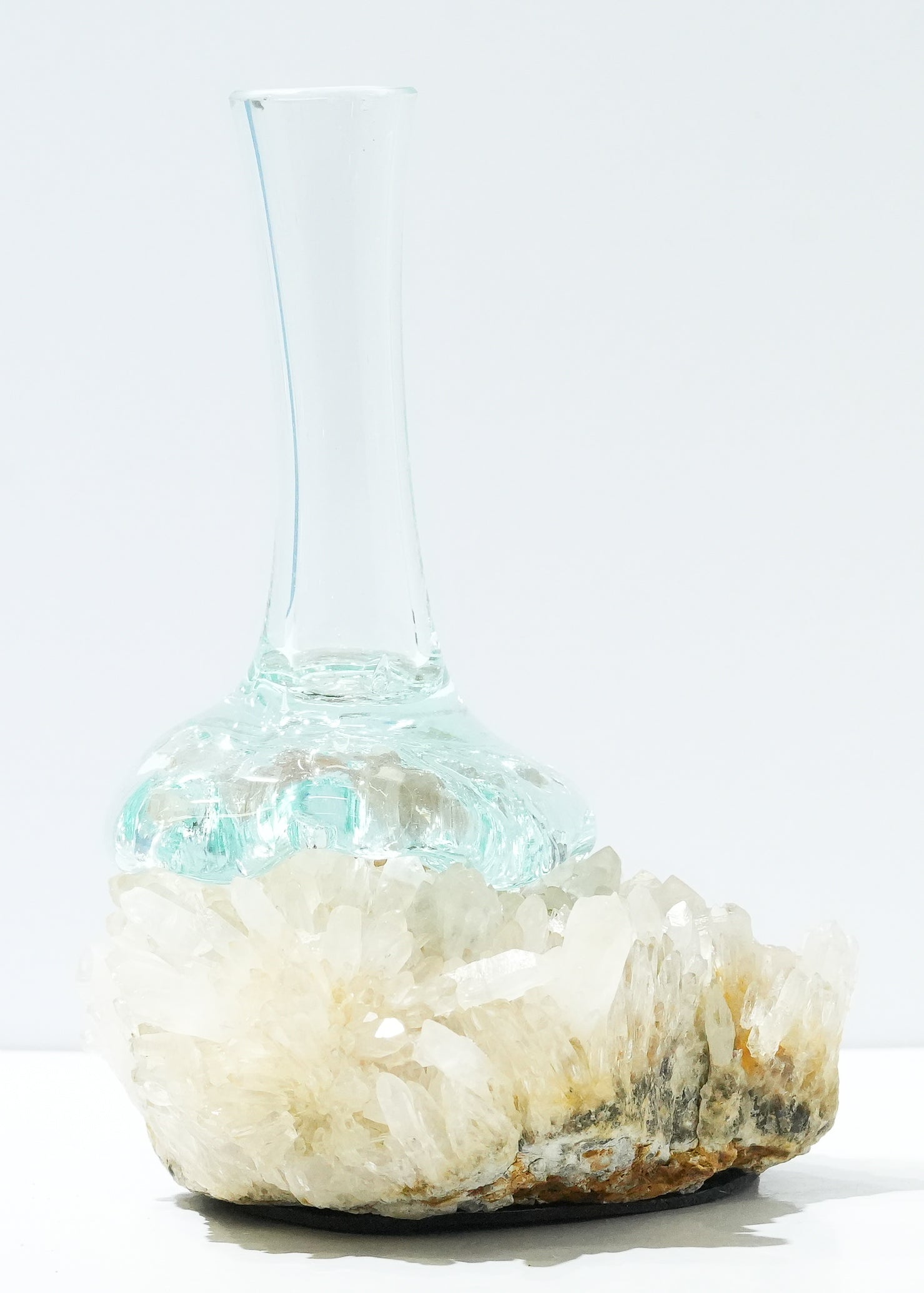 Starborn Handblown Molten Glass Vase on Quartz Crystal