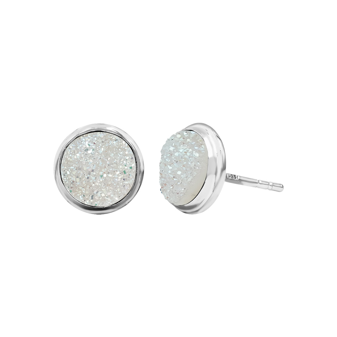 Starborn Creations Sterling Silver SI Opal Quartz Drusy Post Earrings