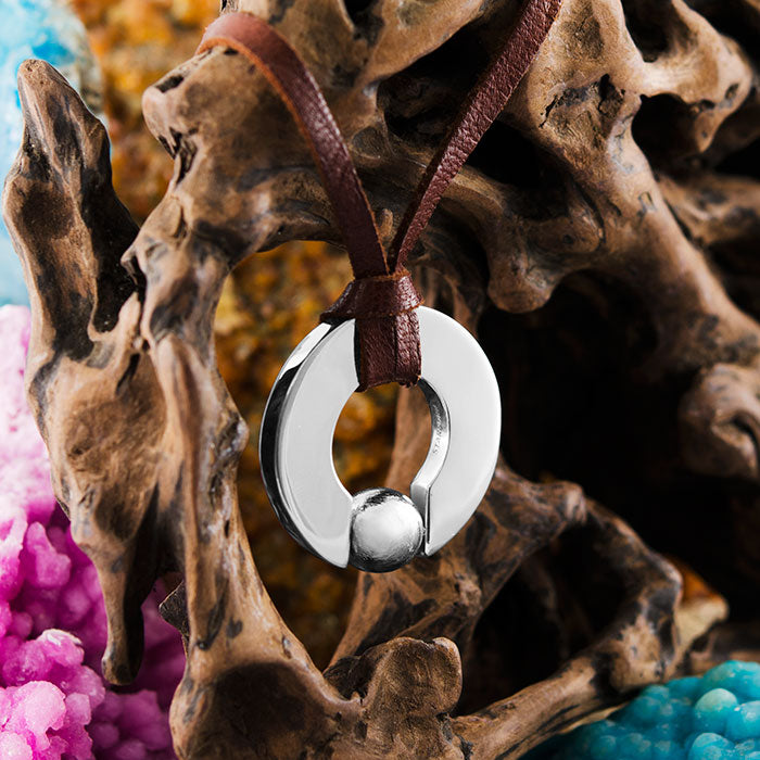 Sterling Silver Gibeon Meteorite Sphere Pendant