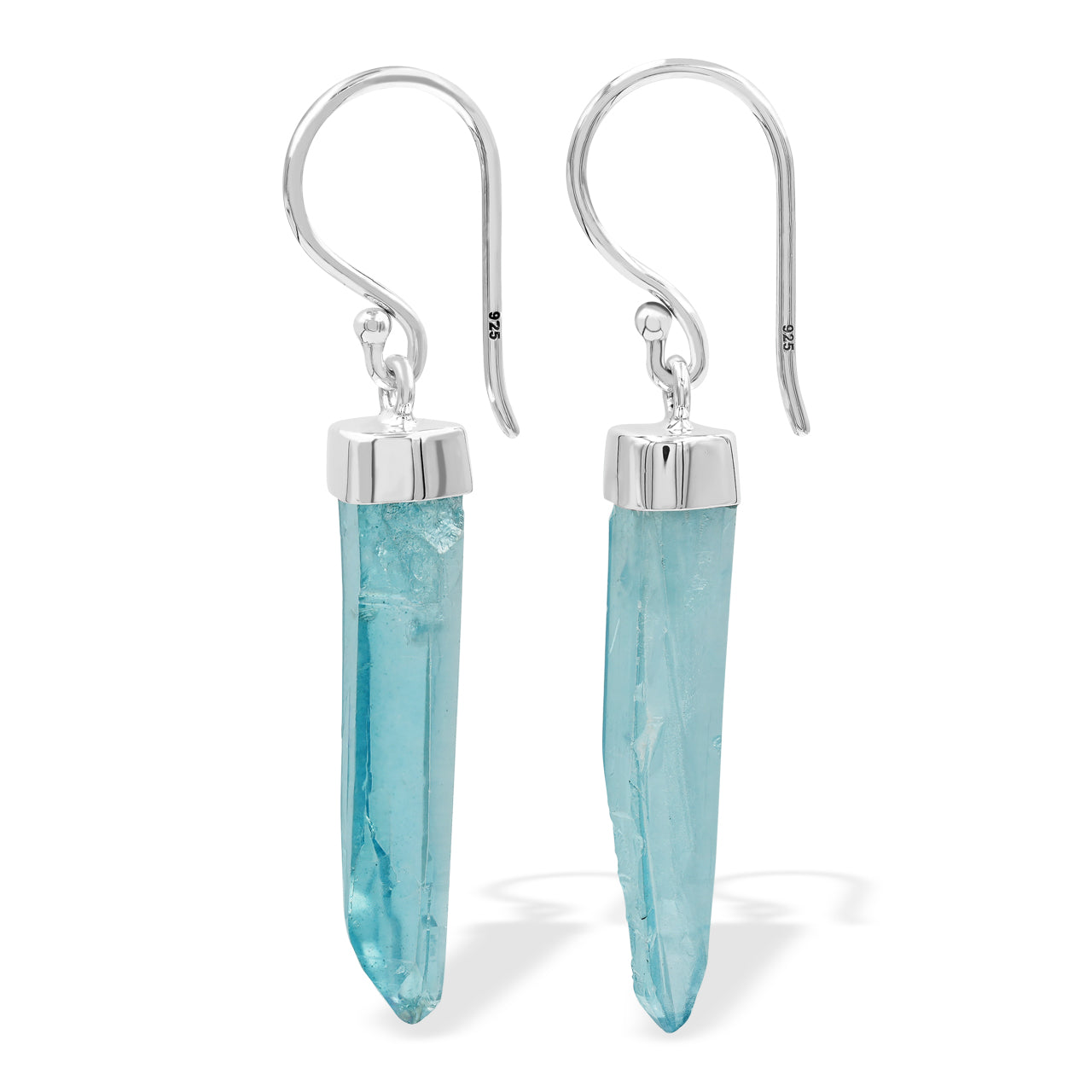 Pendientes colgantes de plata de ley con punta de cristal de cuarzo Aqua Aura de Starborn