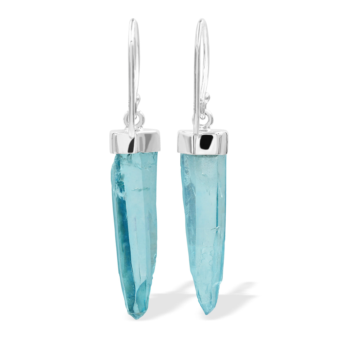 Pendientes colgantes de plata de ley con punta de cristal de cuarzo Aqua Aura de Starborn