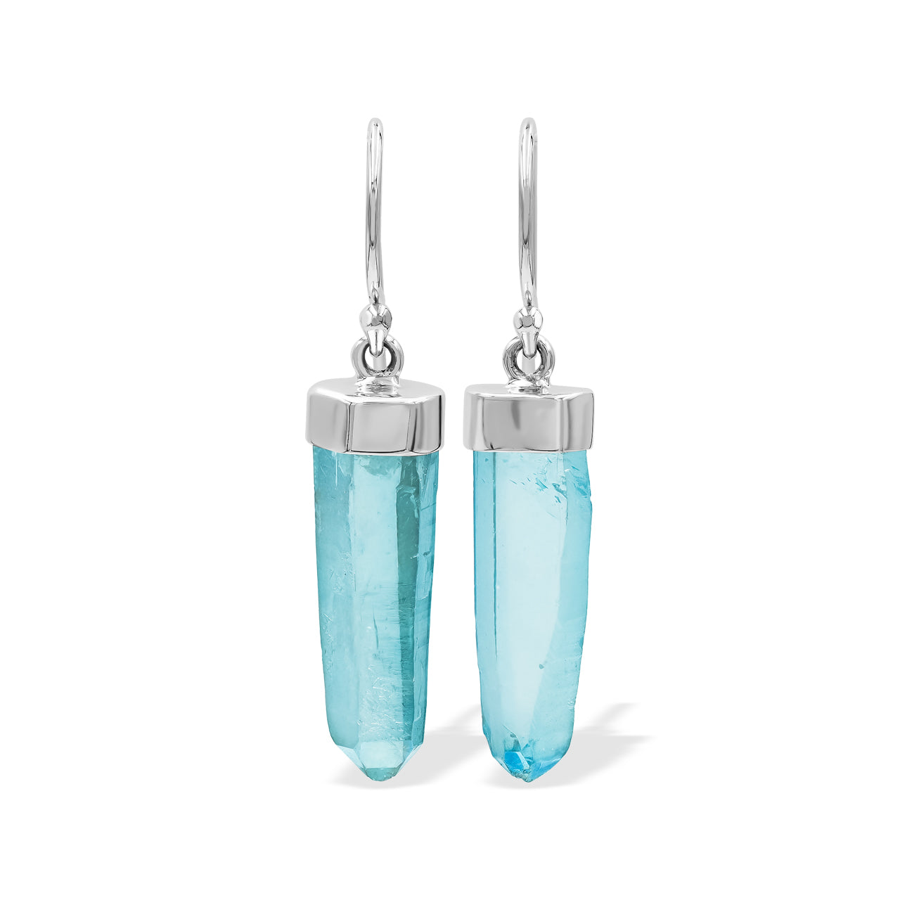 Pendientes colgantes de plata de ley con punta de cristal de cuarzo Aqua Aura de Starborn