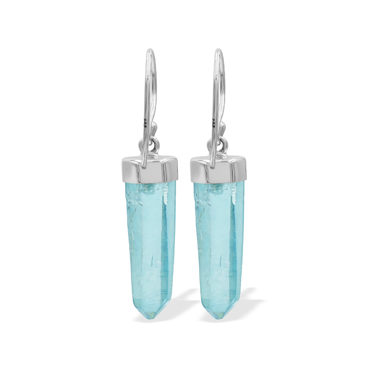 Pendientes colgantes de plata de ley con punta de cristal de cuarzo Aqua Aura de Starborn