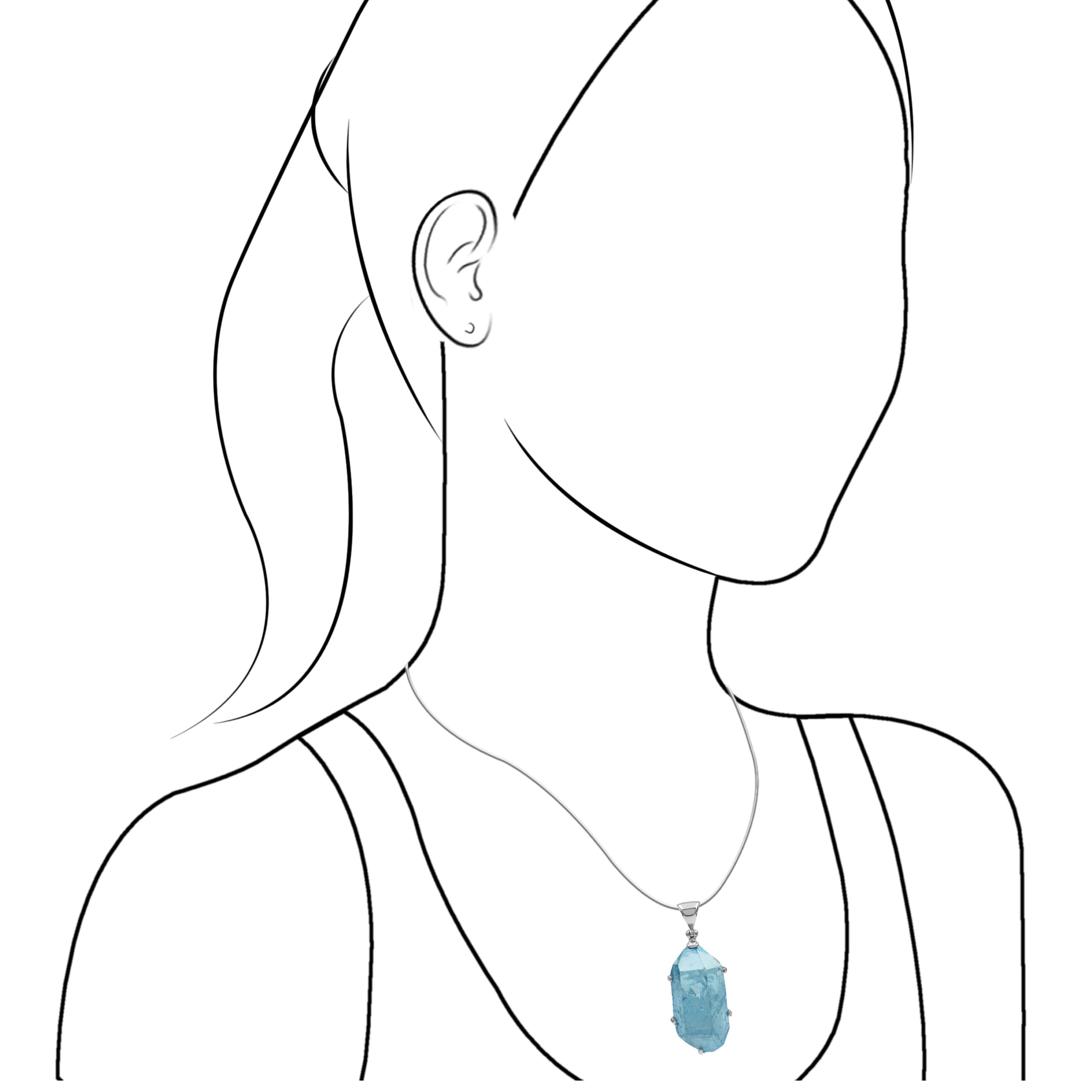 Aqua Aura Quartz Crystal Prong Set Pendant