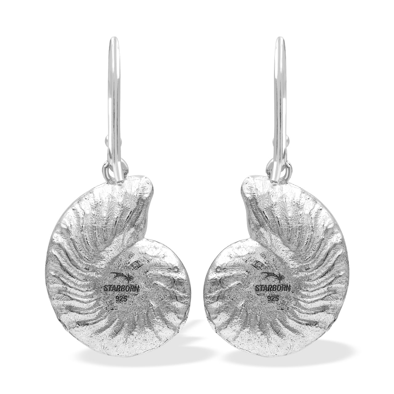 Starborn Nautilus Ammonite with Abalone Shell Inlay Earring in Sterling Silver