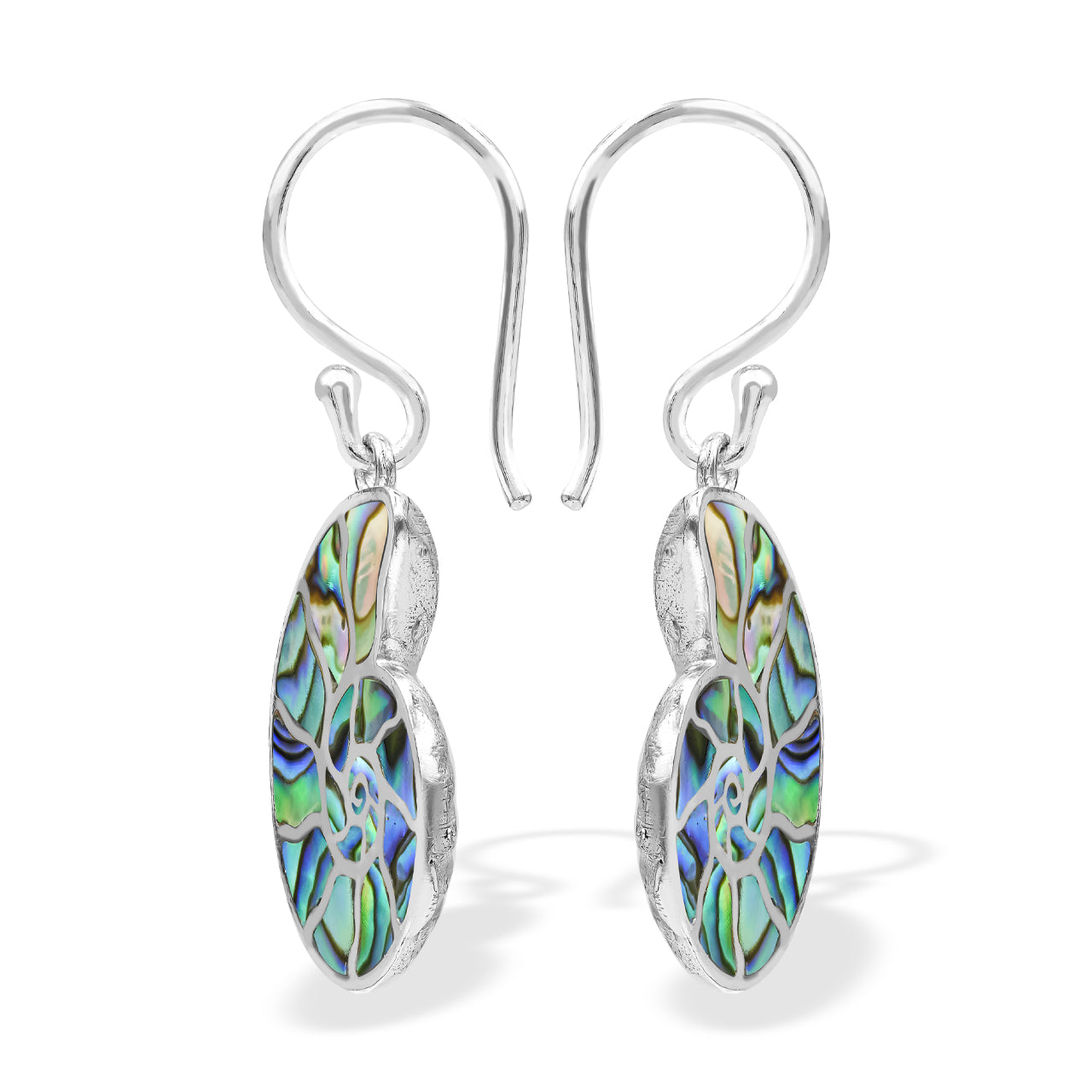 Starborn Nautilus Ammonite with Abalone Shell Inlay Earring in Sterling Silver