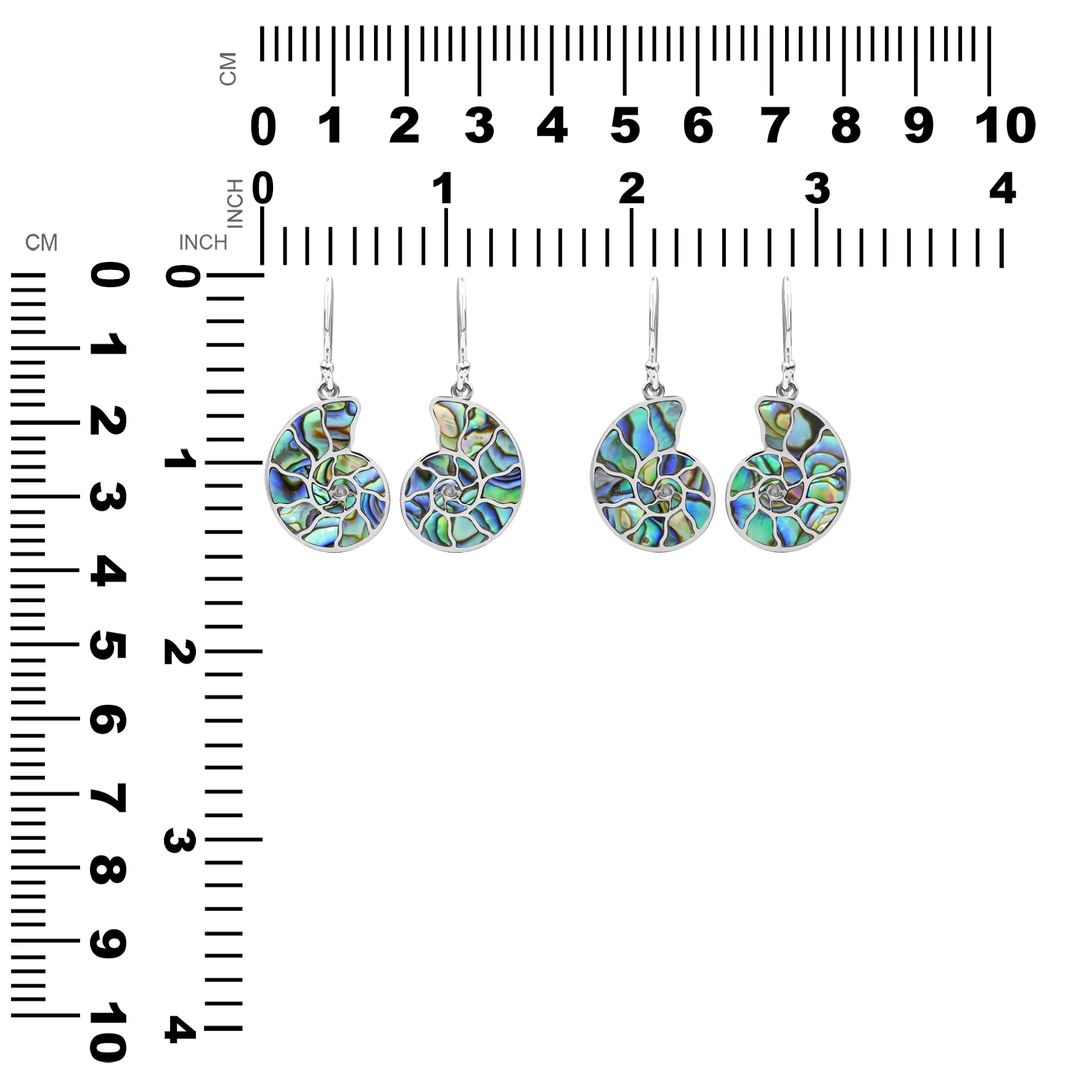 Starborn Nautilus Ammonite with Abalone Shell Inlay Earring in Sterling Silver