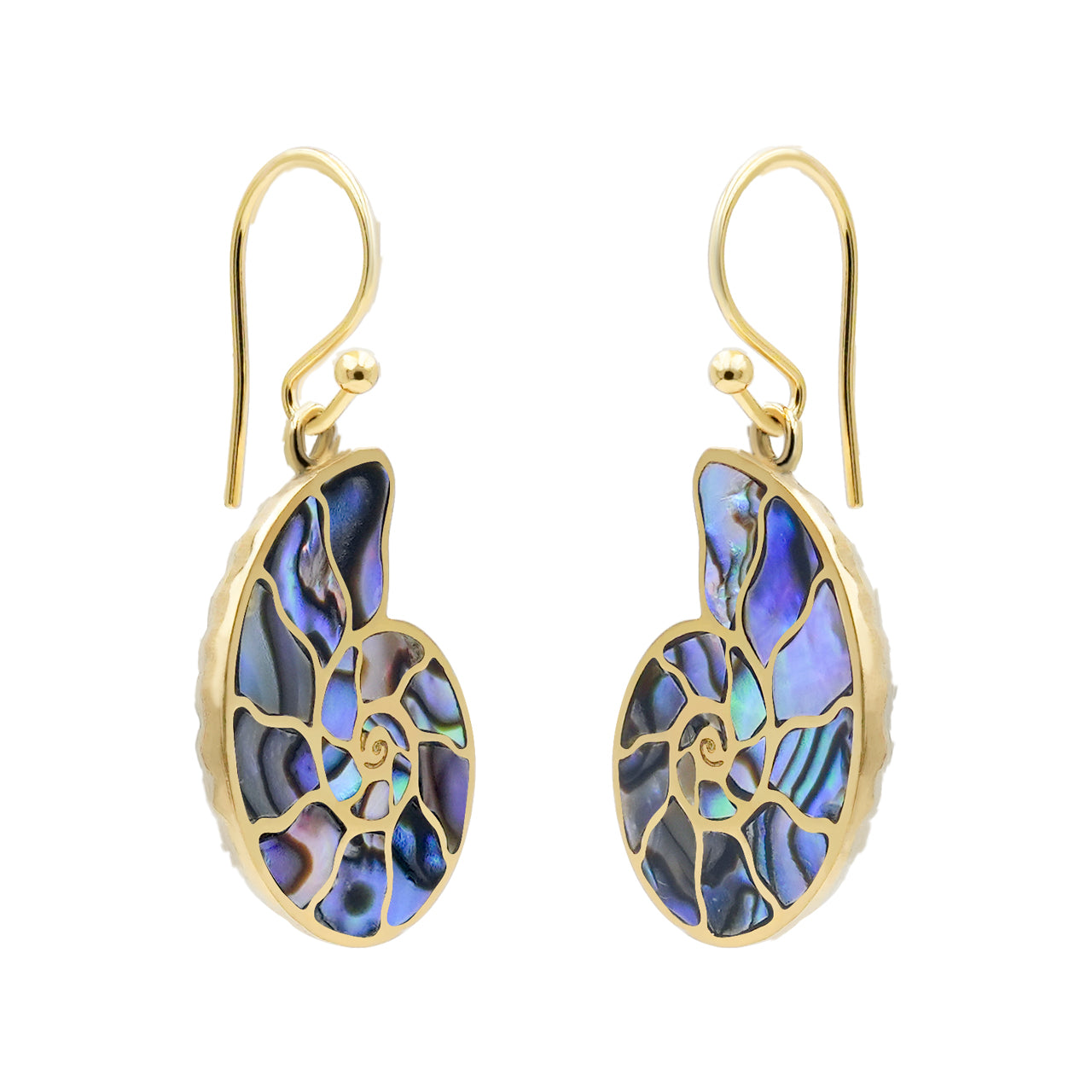 Starborn Nautilus-Ammonit mit Abalone-Muscheleinlage Ohrringe