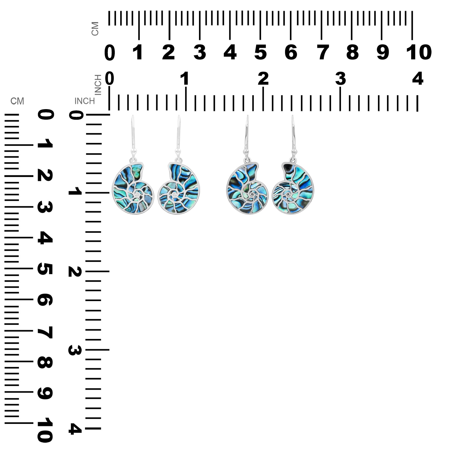 Starborn Nautilus Ammonite with Abalone Shell Inlay Earring in Sterling Silver