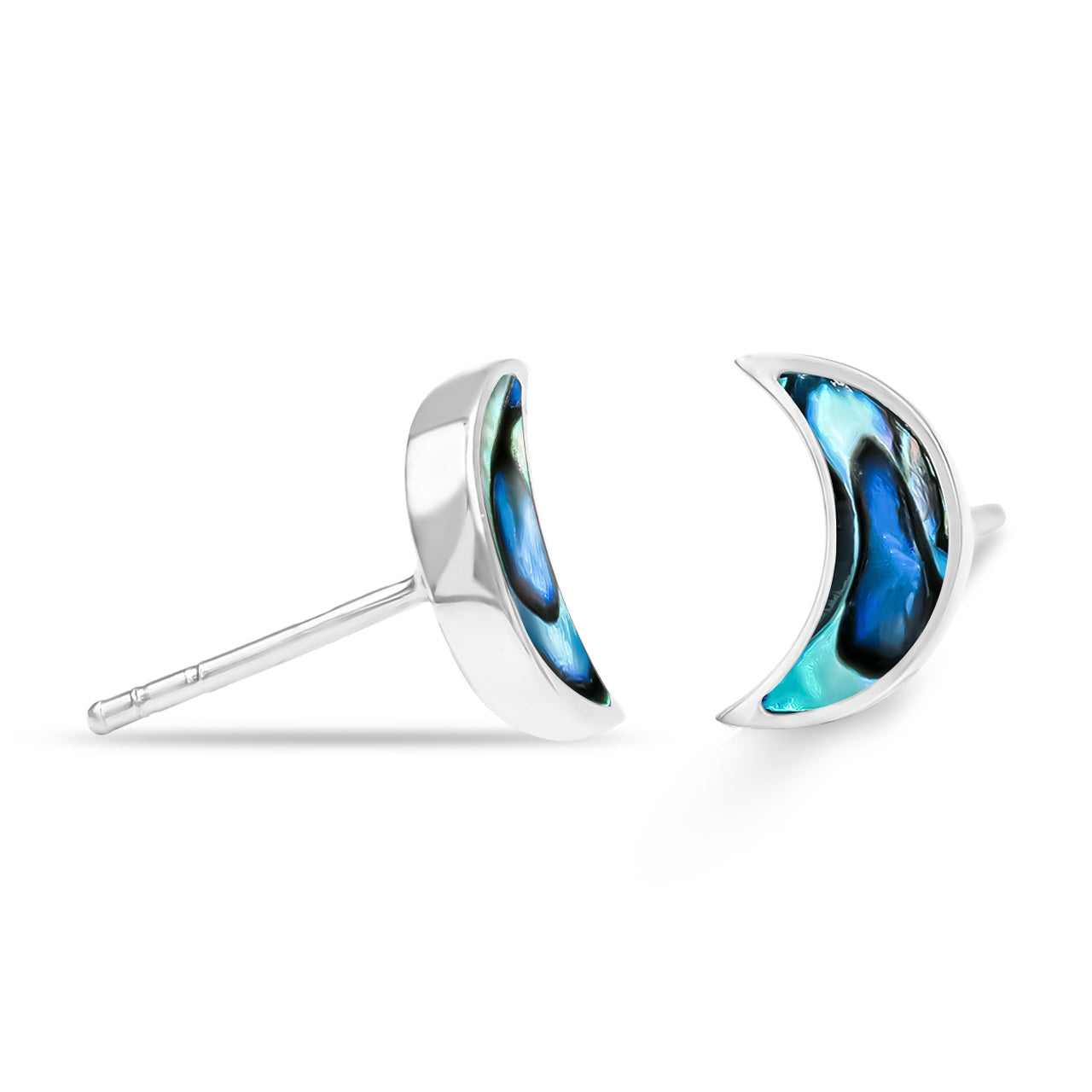 Aretes estilo poste con forma de luna creciente de Starborn en plata de ley