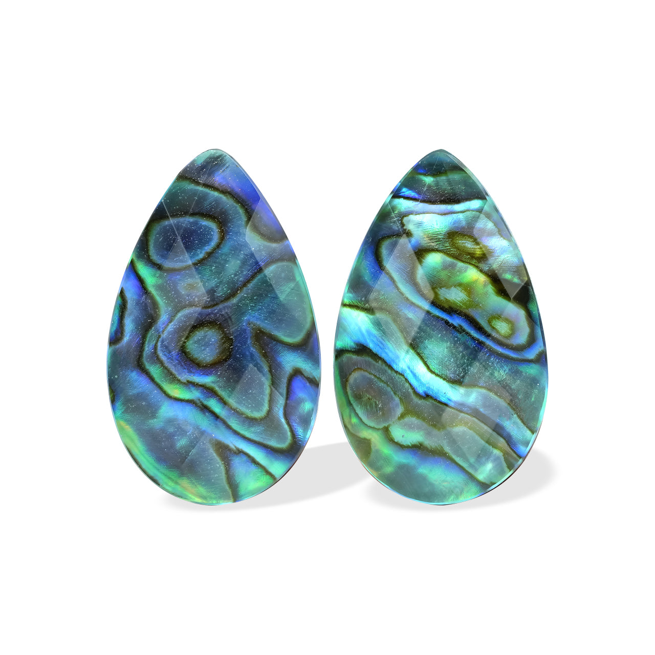 Starborn Faceted Abalone Shell Doublet Pear Cabochon - 1 Piece