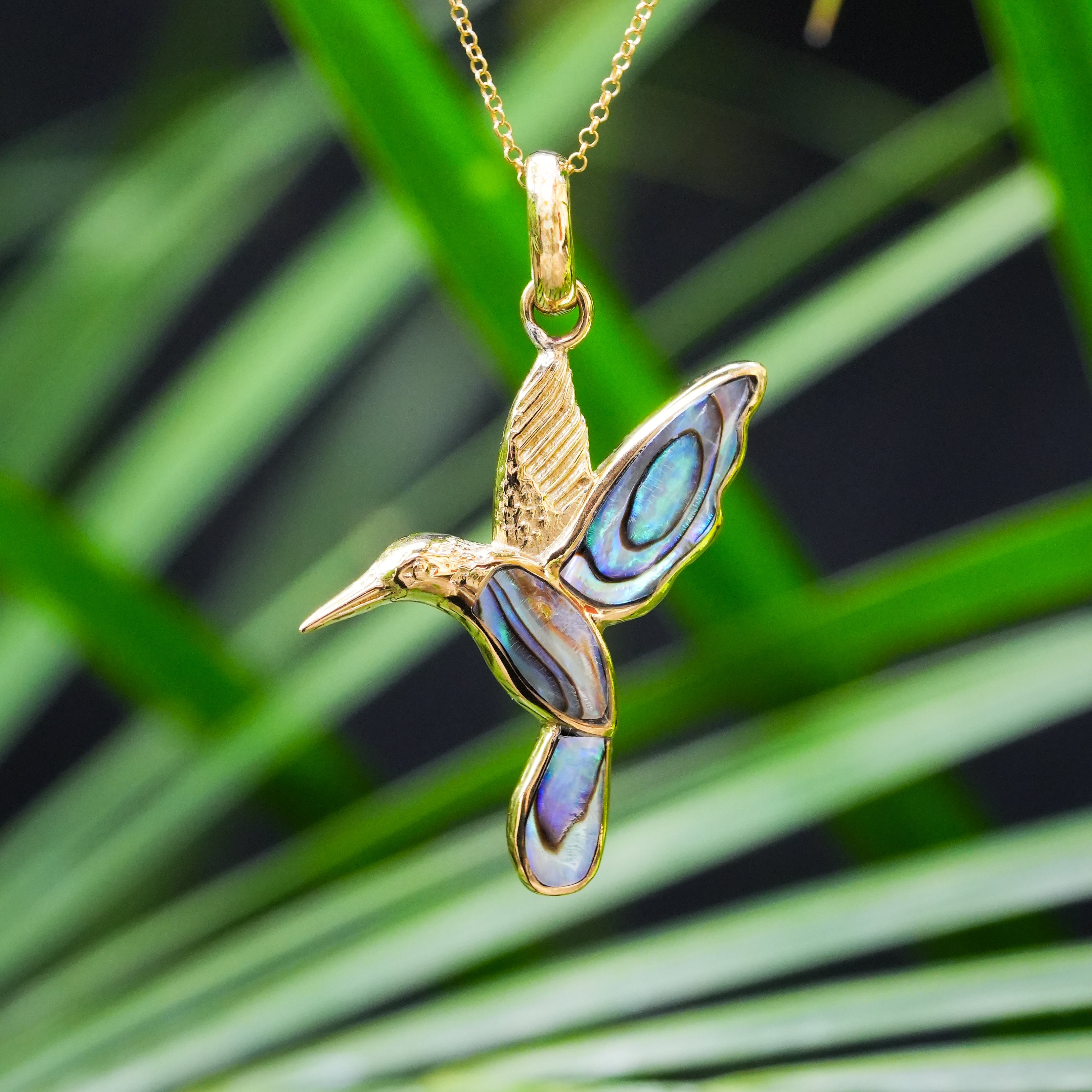 Starborn Abalone Hummingbird Pendant in Sterling Silver