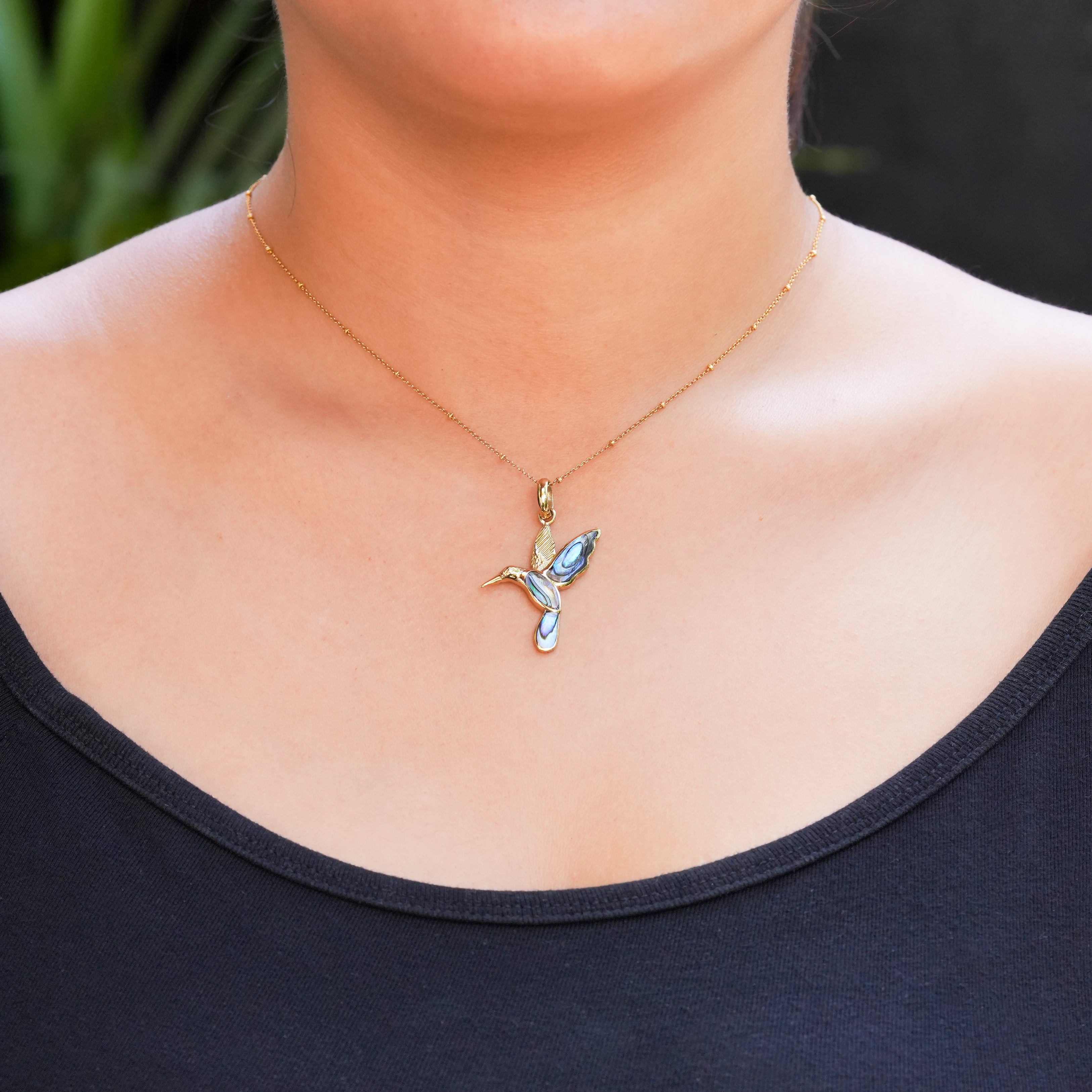 Starborn Abalone Hummingbird Pendant in Sterling Silver