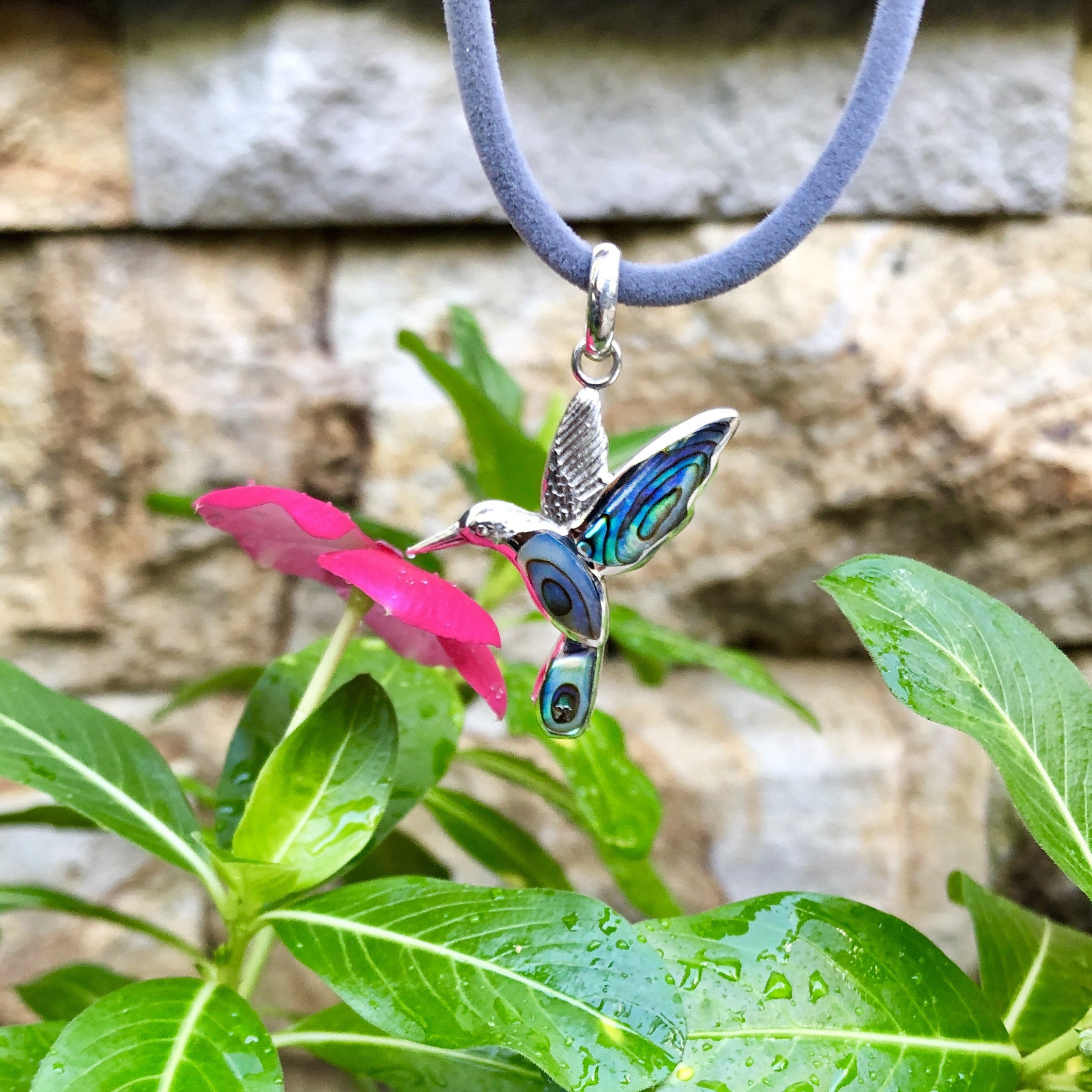 Starborn Abalone Hummingbird Pendant in Sterling Silver