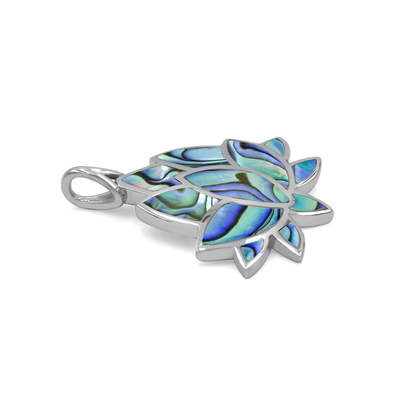 Colgante de loto de ammolita colorido de Starborn en plata de ley