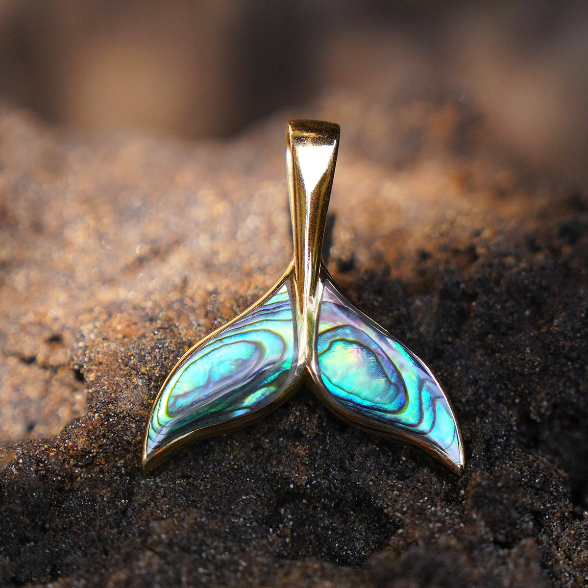 Starborn Abalone Whale Tail Pendant in Sterling Silver