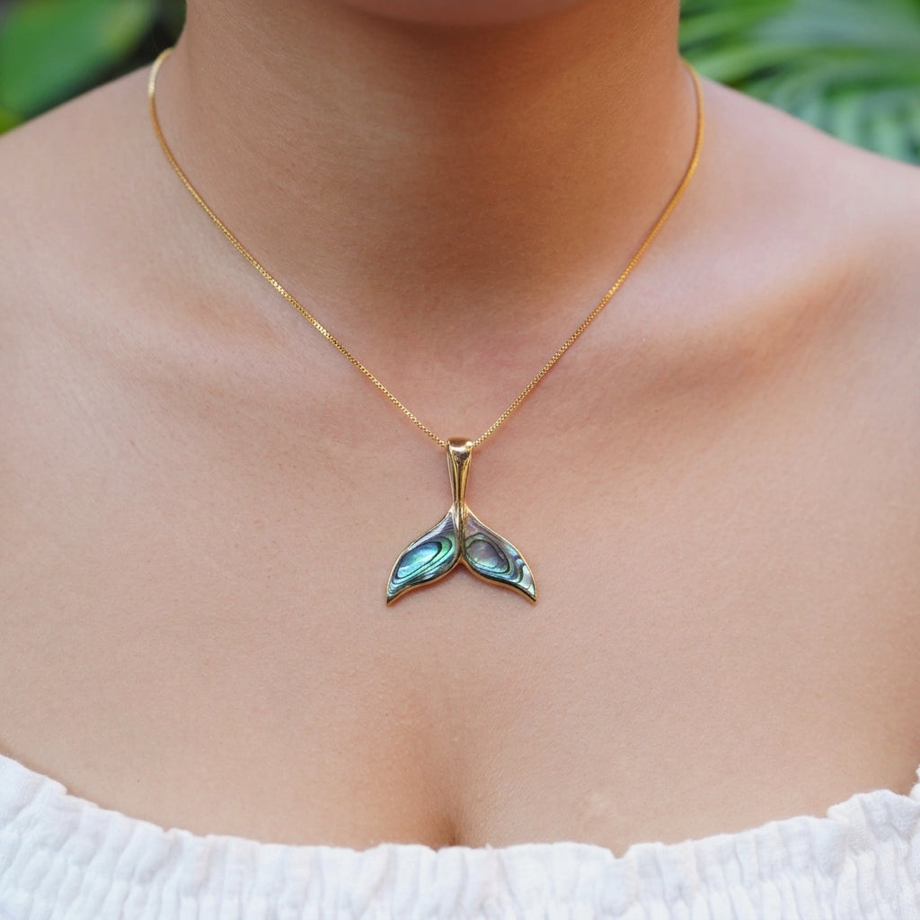 Starborn Abalone Whale Tail Pendant in Sterling Silver