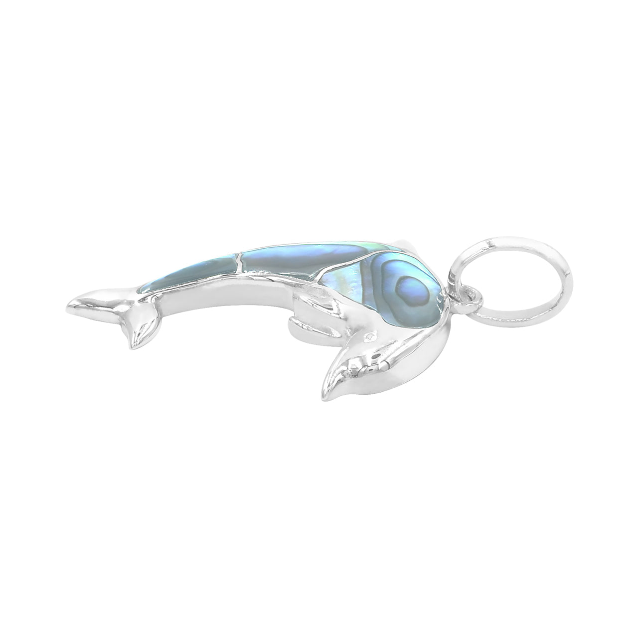 Starborn Gemstone Inlay Dolphin Pendant in Sterling Silver