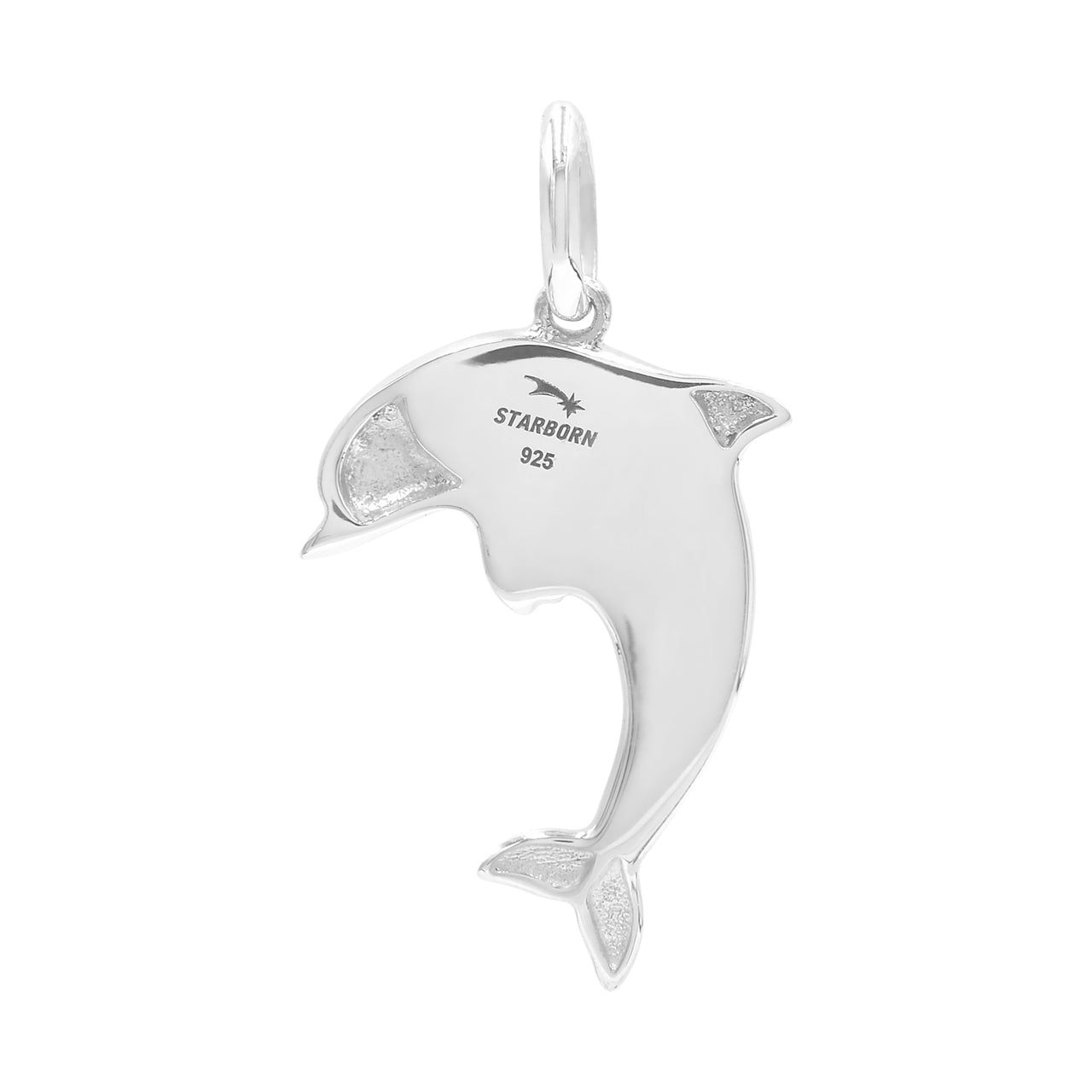 Starborn Gemstone Inlay Dolphin Pendant in Sterling Silver