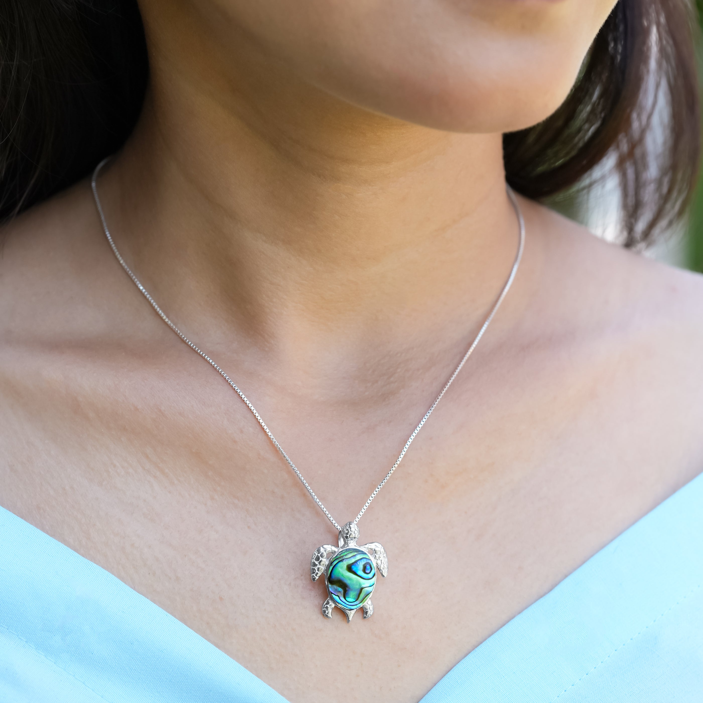 Starborn Abalone Shell Sea Turtle Pendant in Sterling Silver