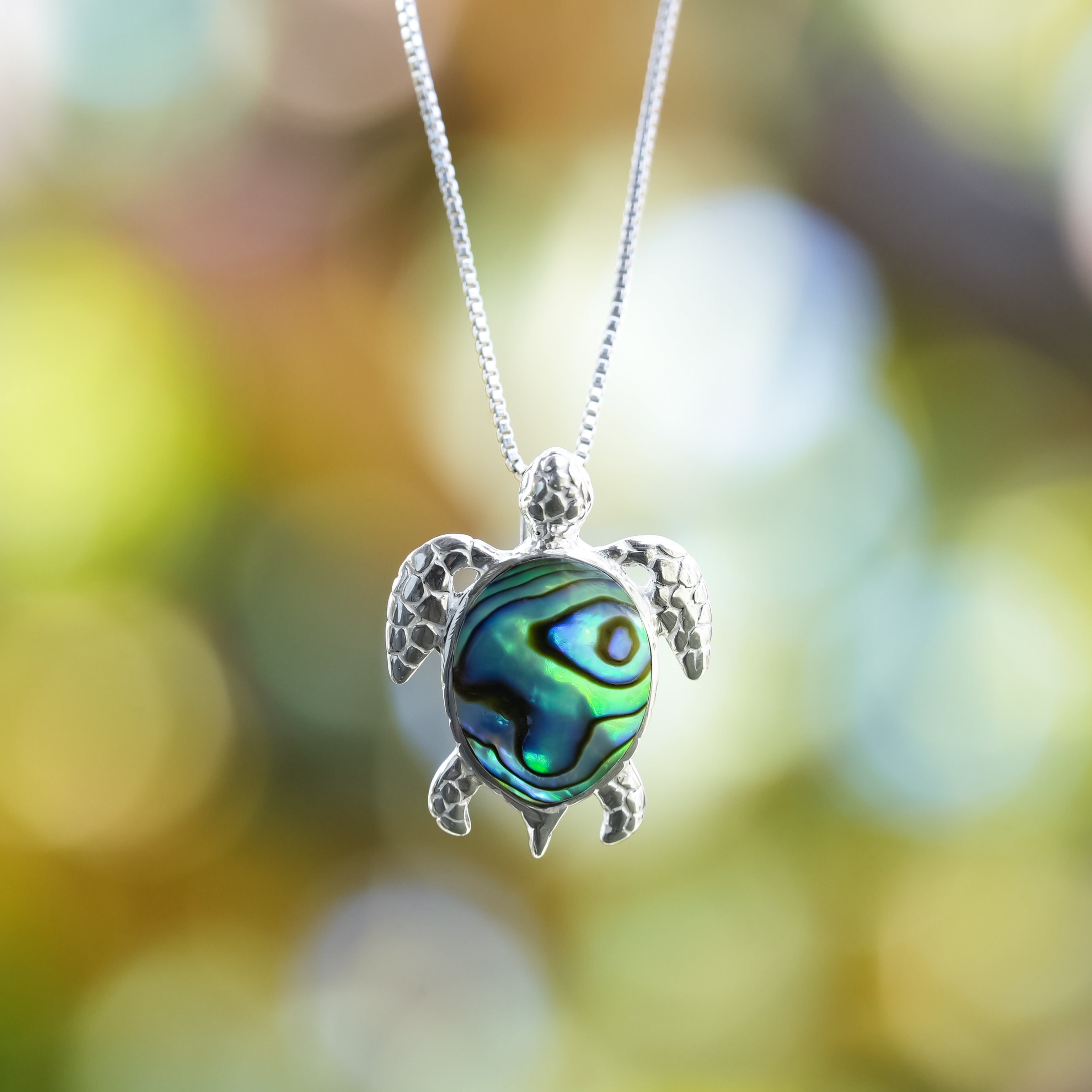 Starborn Abalone Shell Sea Turtle Pendant in Sterling Silver
