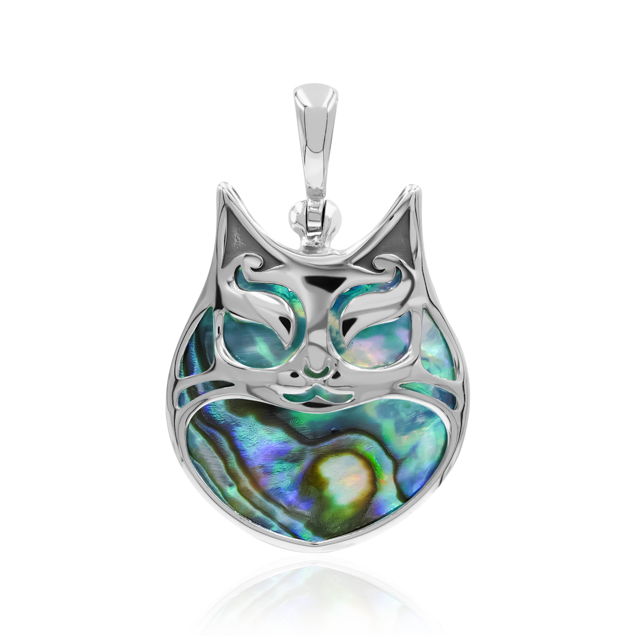 Starborn Gemstones within Cat Mask Pendant in Sterling Silver