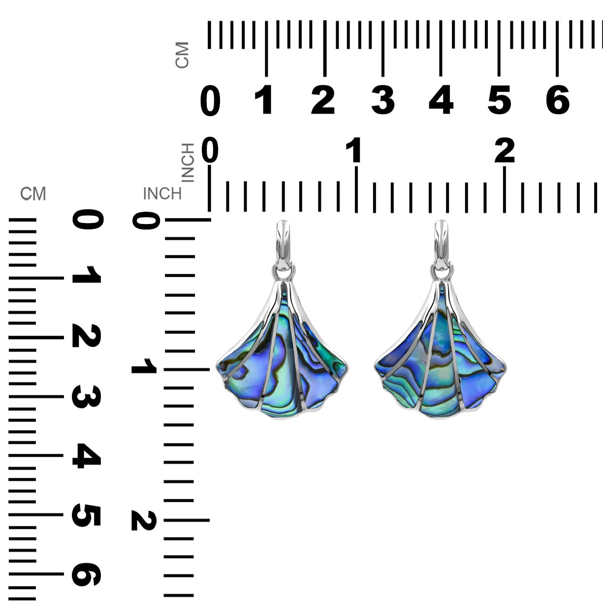 Starborn Abalone Shell Inlaid Scallop Seashell Pendant in Sterling Silver