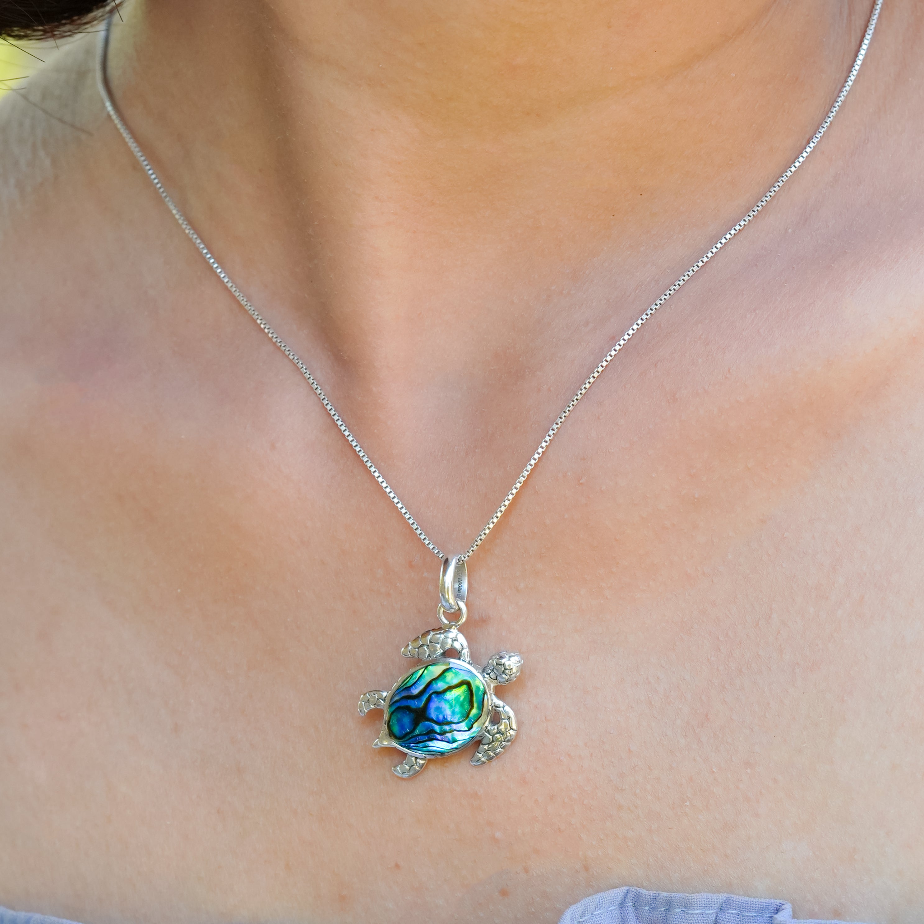 Starborn Swimming Sea Turtle Pendant in Fine Sterling Silver