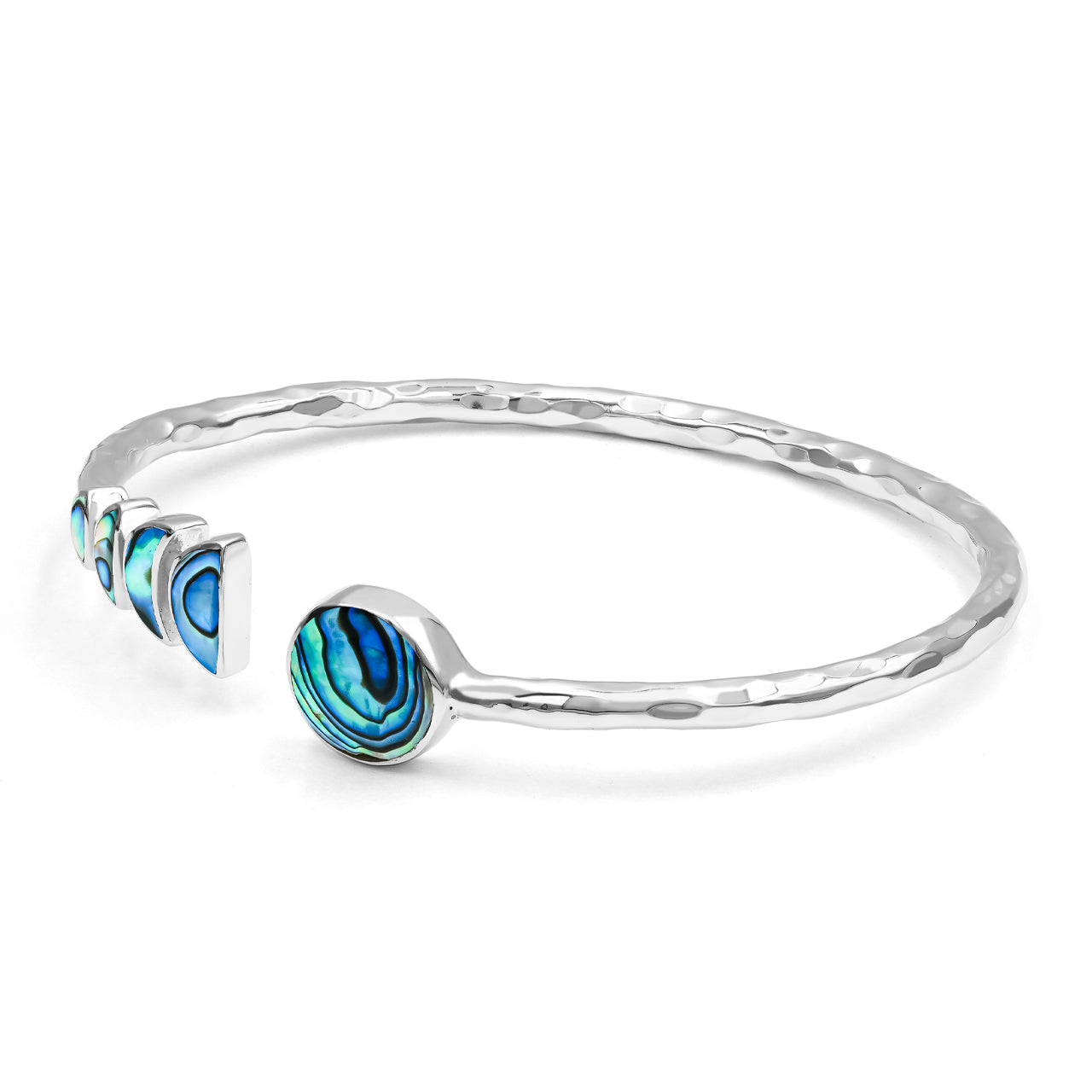 Brazalete abierto Starborn con diseño de piedras preciosas en fase lunar en plata de ley