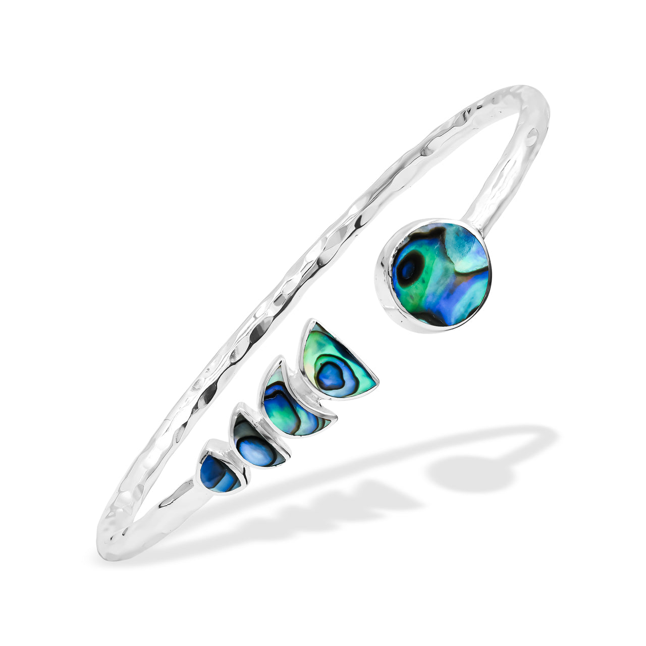 Brazalete abierto Starborn con diseño de piedras preciosas en fase lunar en plata de ley