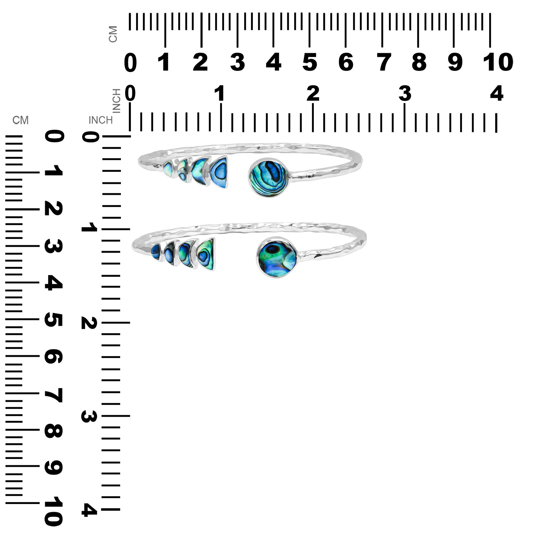 Brazalete abierto Starborn con diseño de piedras preciosas en fase lunar en plata de ley