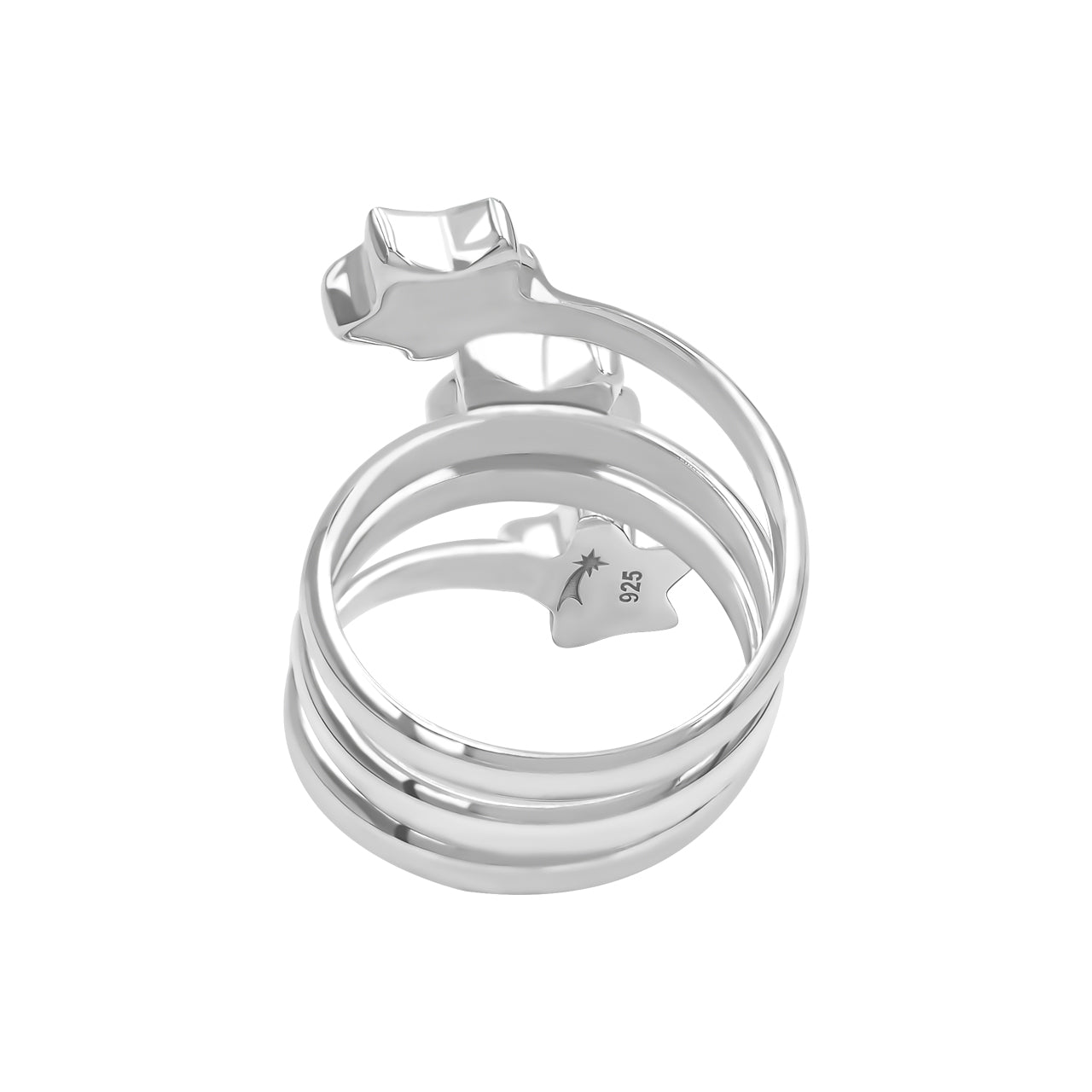 Abalone Shell 3 Stars Spiral Ring