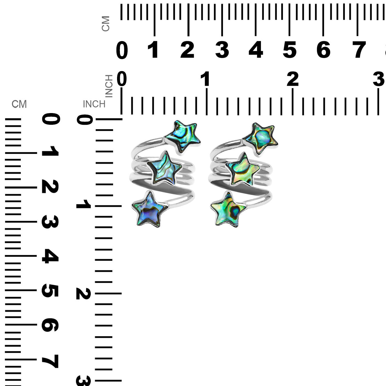 Abalone Shell 3 Stars Spiral Ring