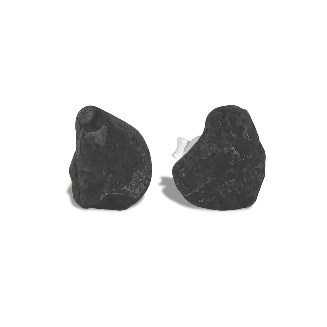 Starborn Rough Agoudal Meteorite Post Earrings in Sterling Silver